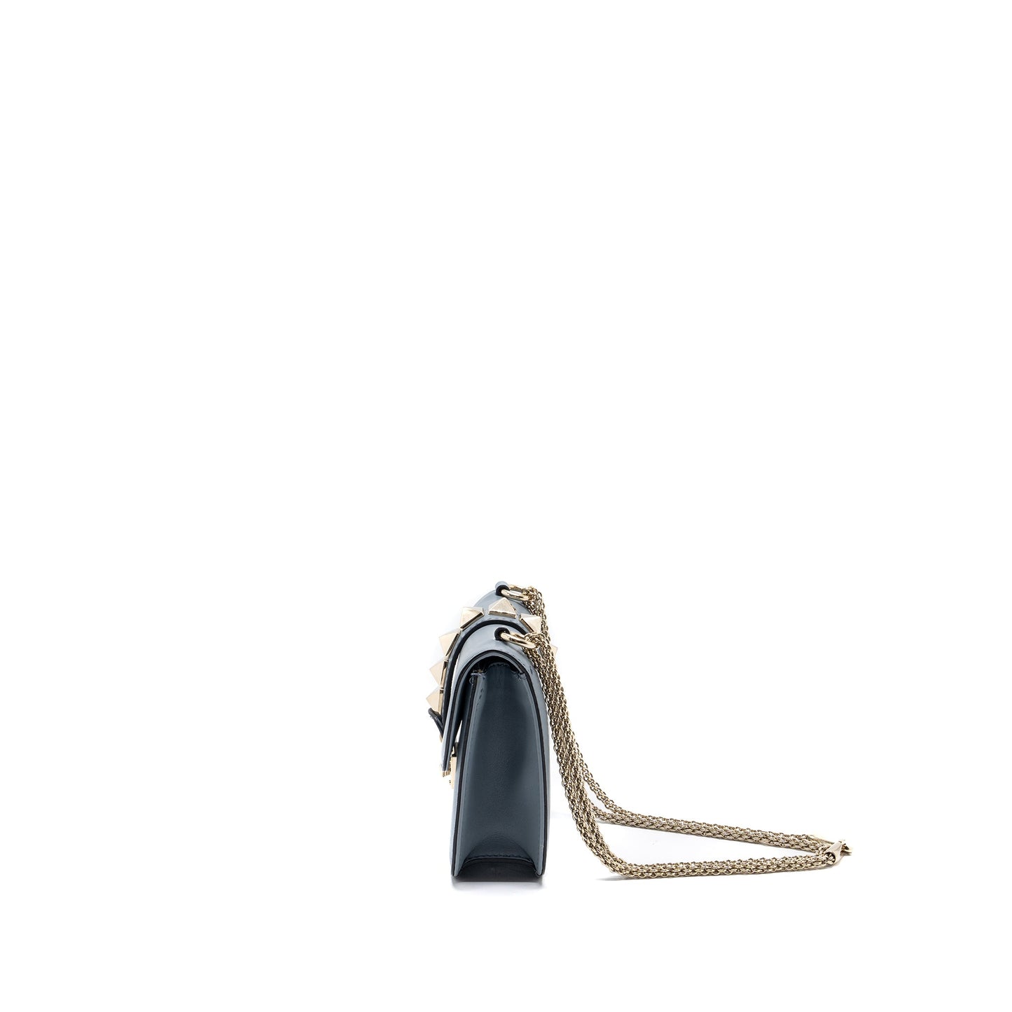 Valentino Garavani Rockstud Glam Lock Chain Purse Leather Light Blue