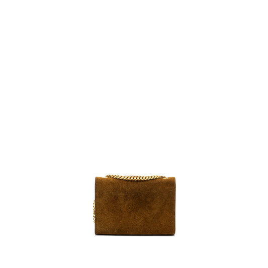 Saint Laurent Kate Chain Wallet with Tassel Suede Brown