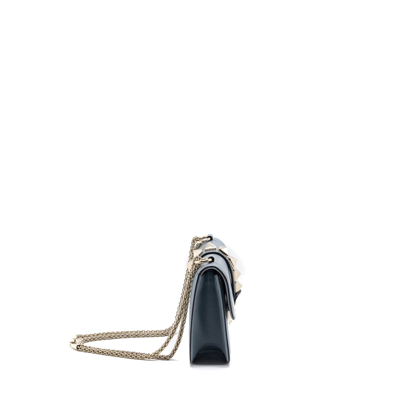 Valentino Garavani Rockstud Glam Lock Chain Purse Leather Light Blue
