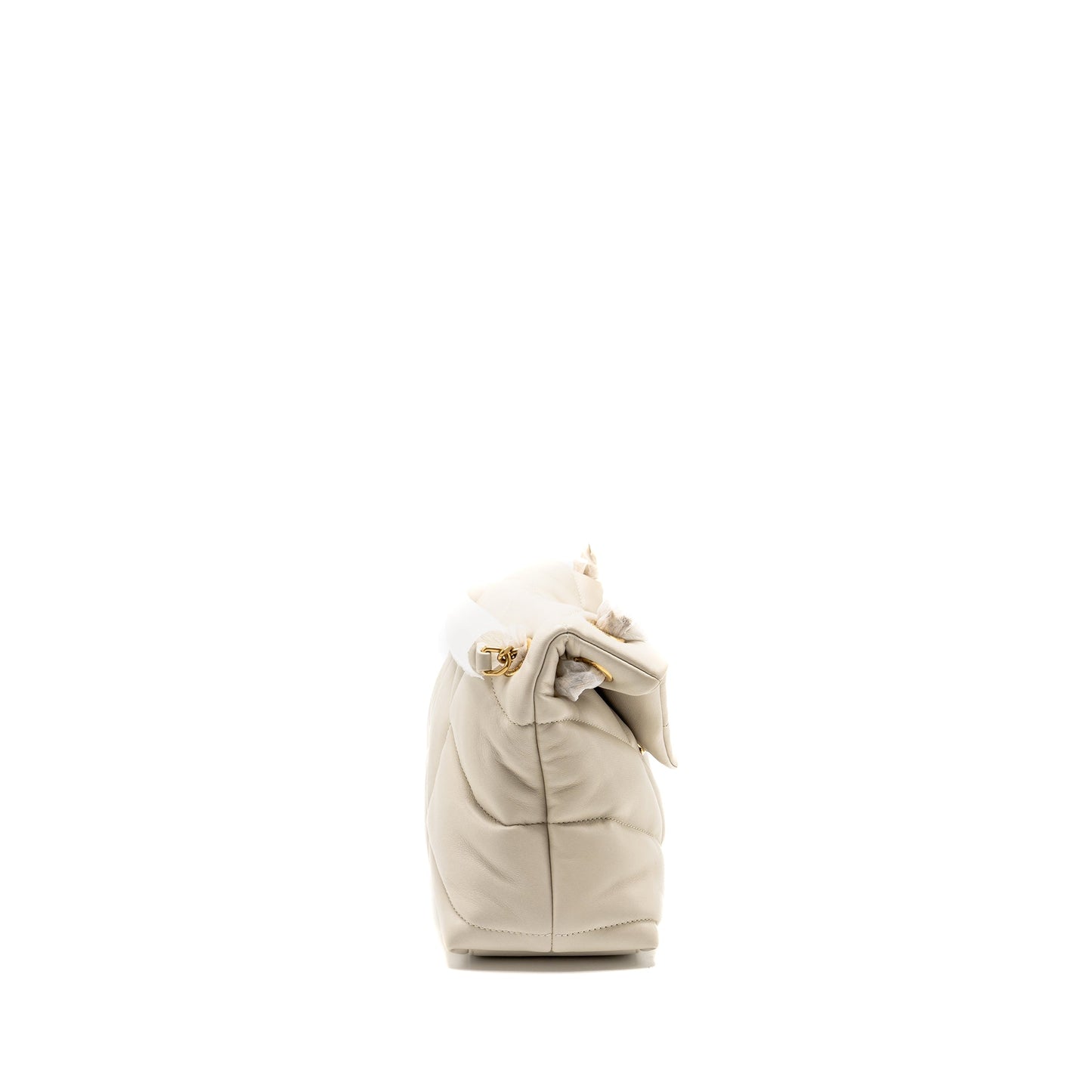 Saint Laurent/ Small Loulou Puffer Mini Purse Lambskin Blanc Vintage