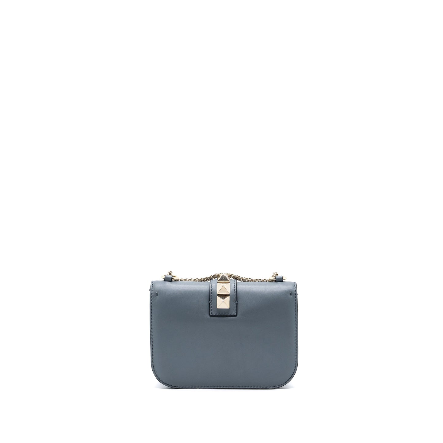 Valentino Garavani Rockstud Glam Lock Chain Purse Leather Light Blue