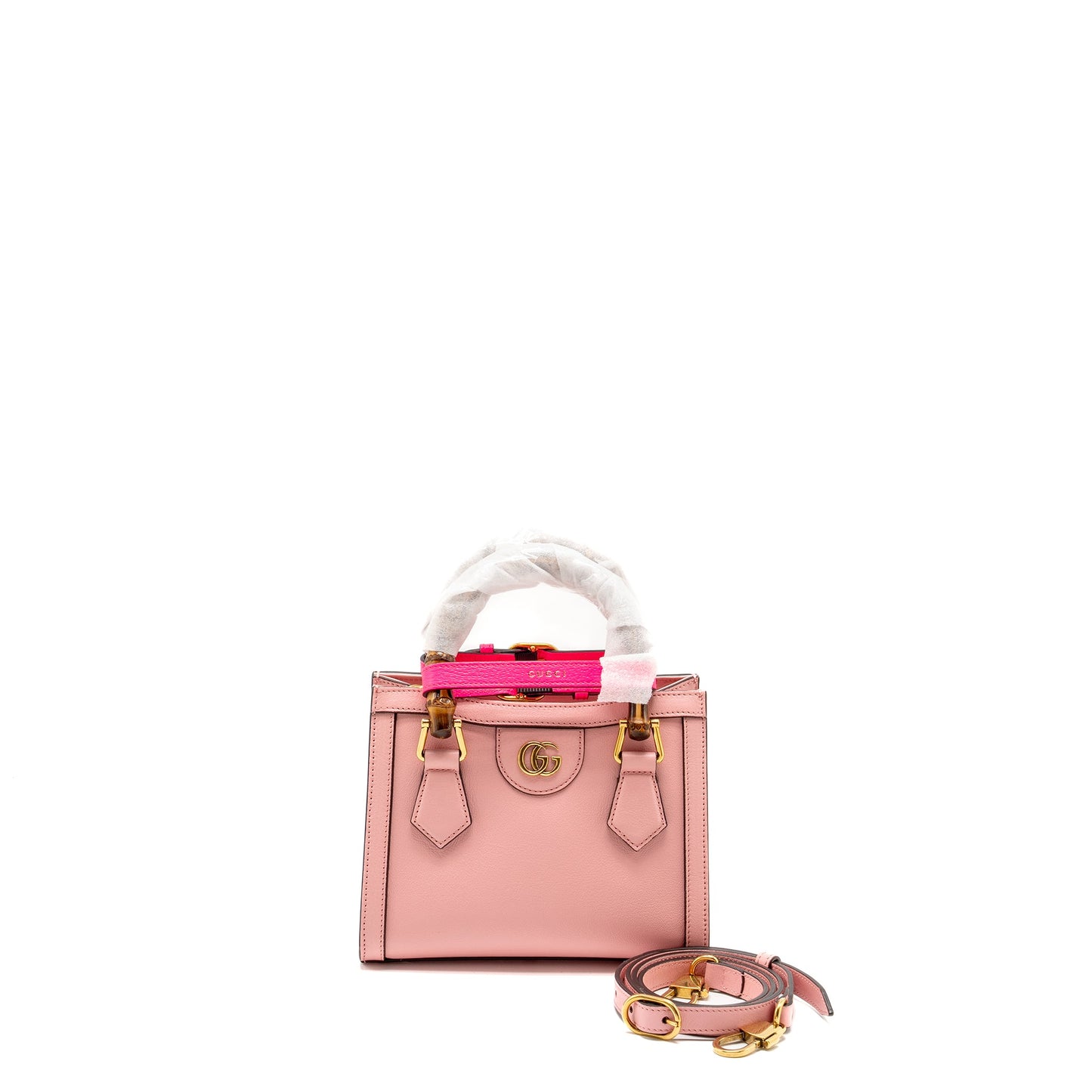 Gucci Mini Diana Bamboo Tote Purse Leather Pink