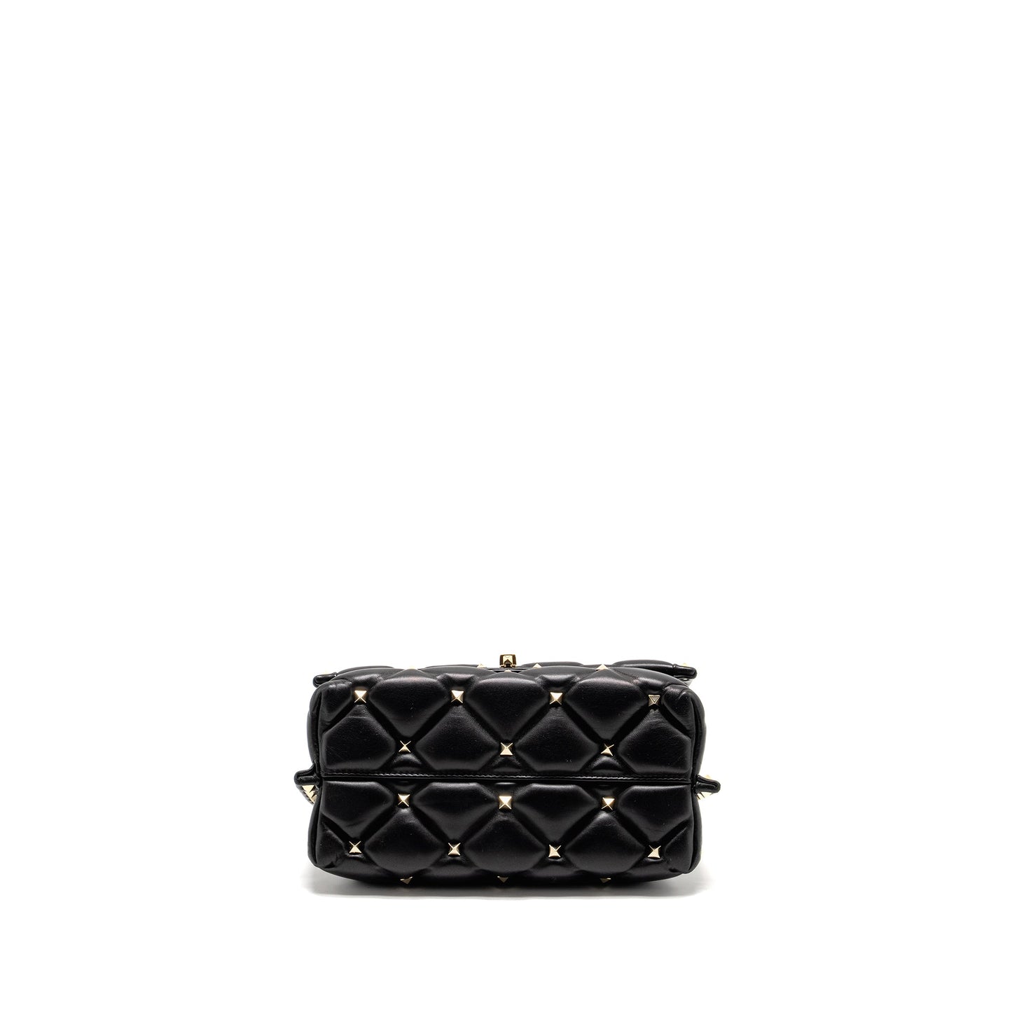 Valentino Top Handle Quilted Candystud Flap Purse Lambskin Black