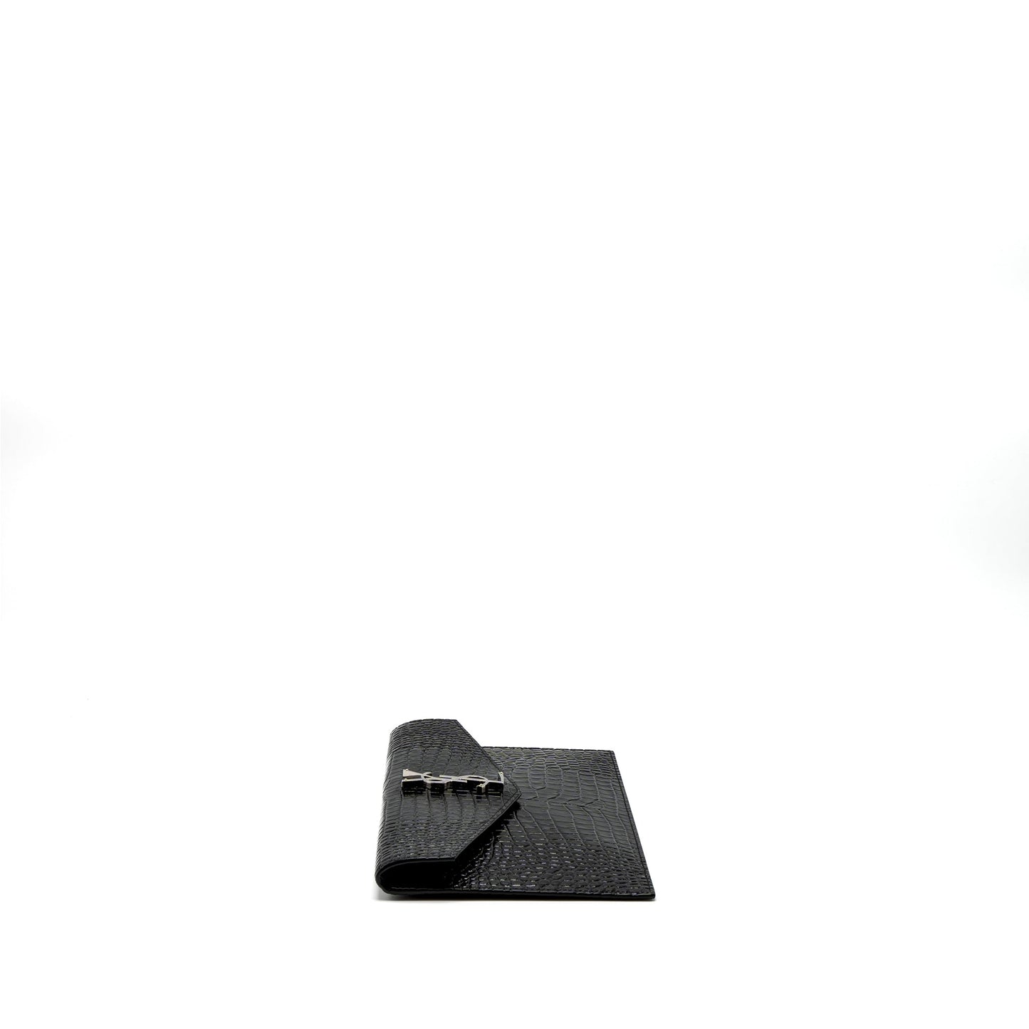Saint Laurent/ Uptown Pouch Crocodile-Embossed Calfskin Black