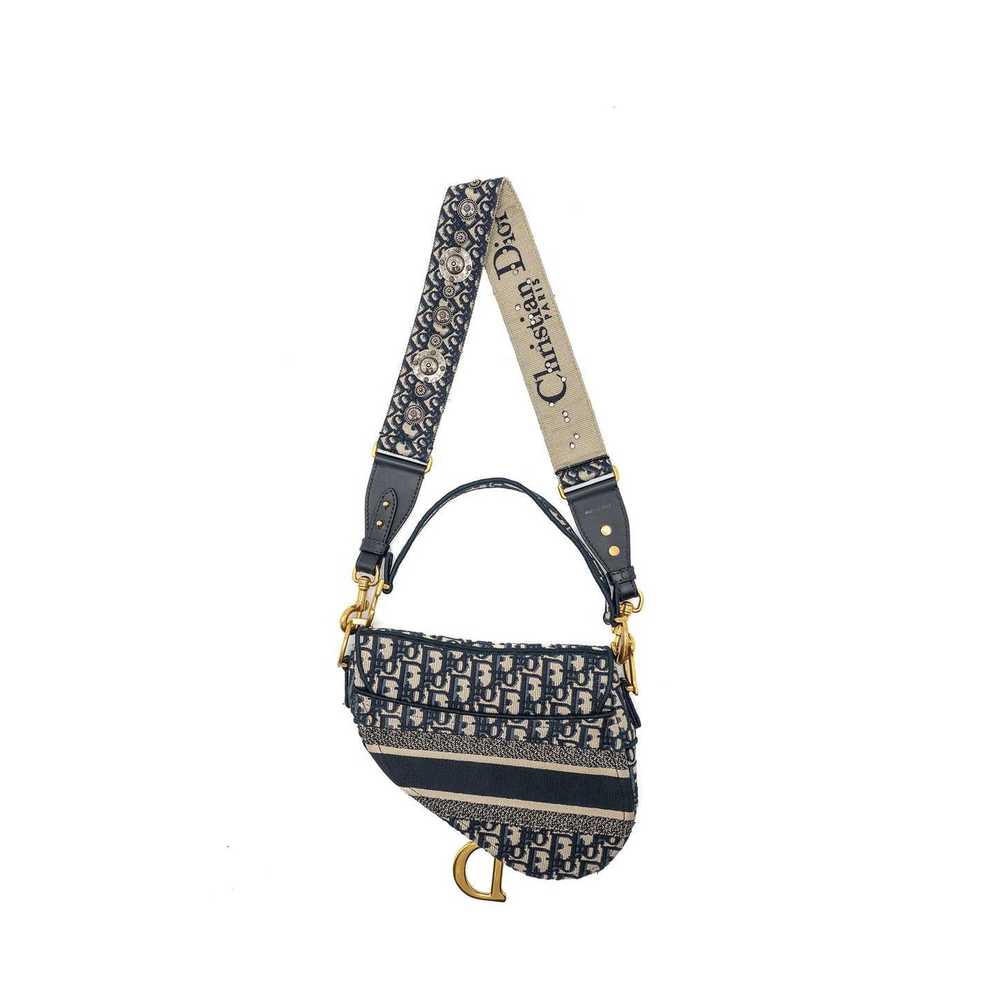 Dior Saddle Purse Blue Oblique Embroidery
