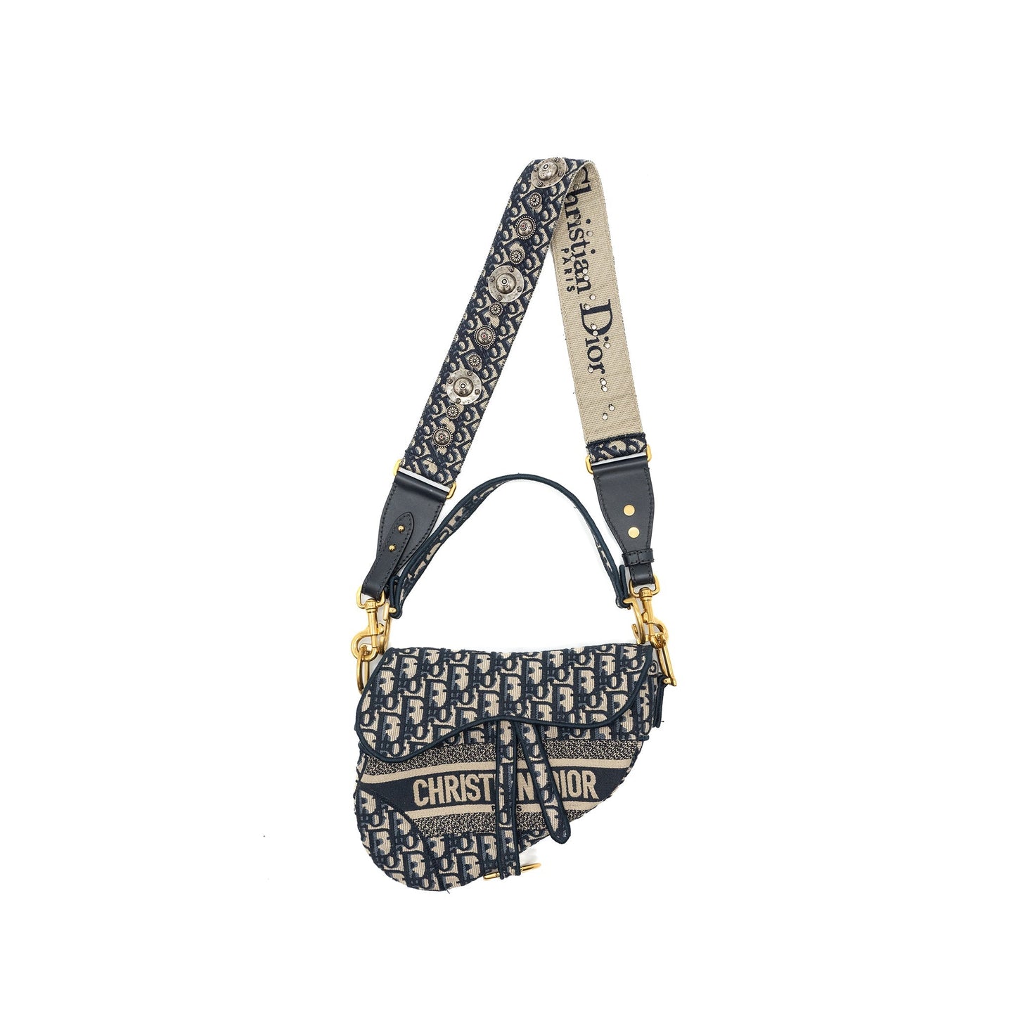 Dior Saddle Purse Blue Oblique Embroidery
