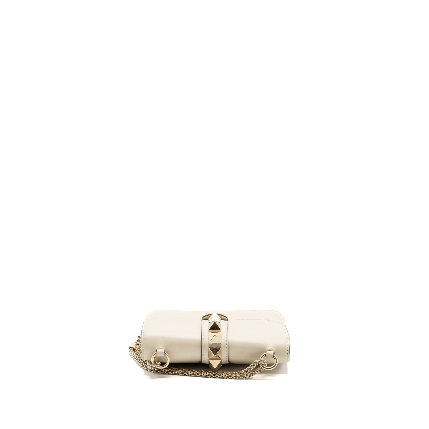 Valentino Garavani Rockstud Glam Lock Chain Purse Leather White