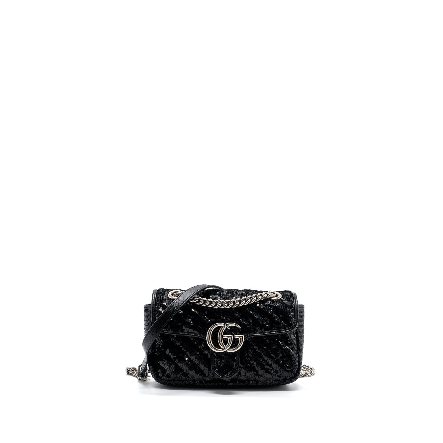 Gucci Mini Marmont Matelasse Purse Sequin Black