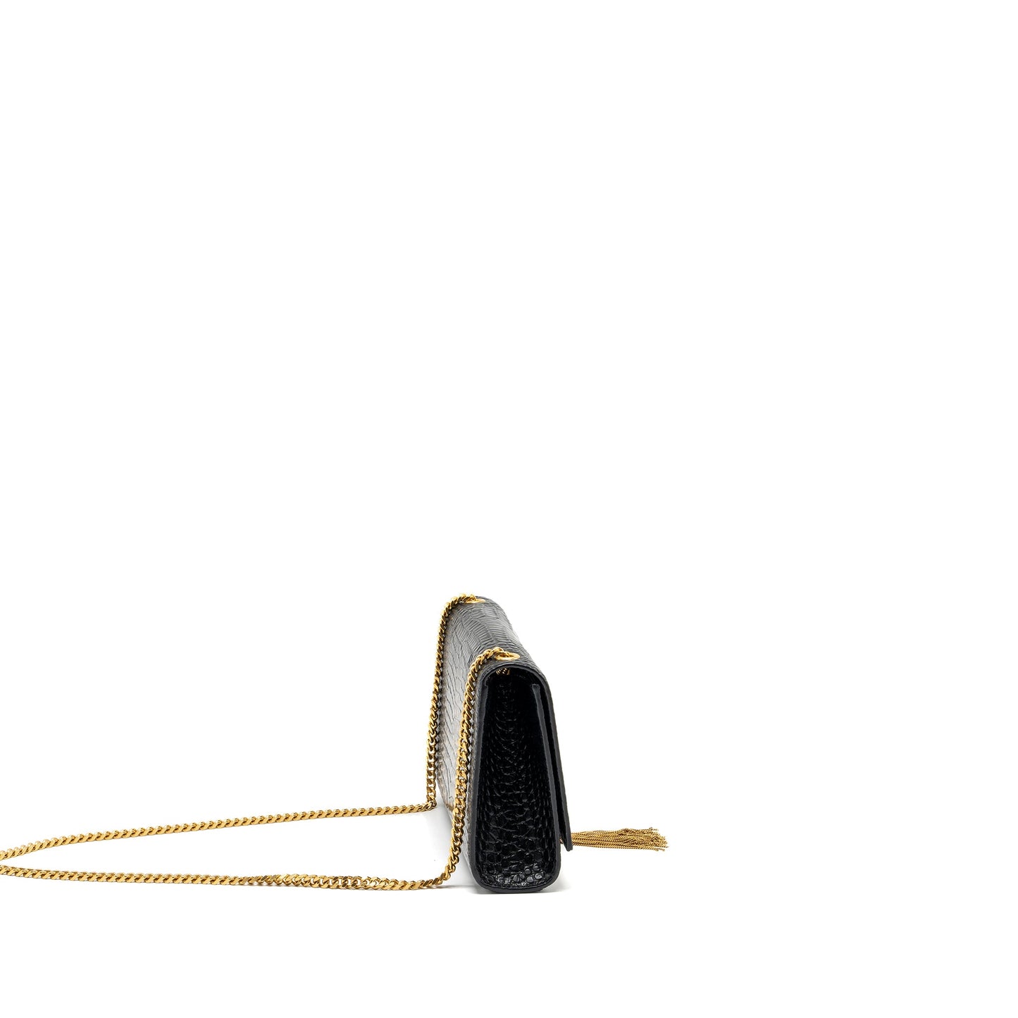 Saint Laurent Kate Purse Tassel Crocodile-Embossed black