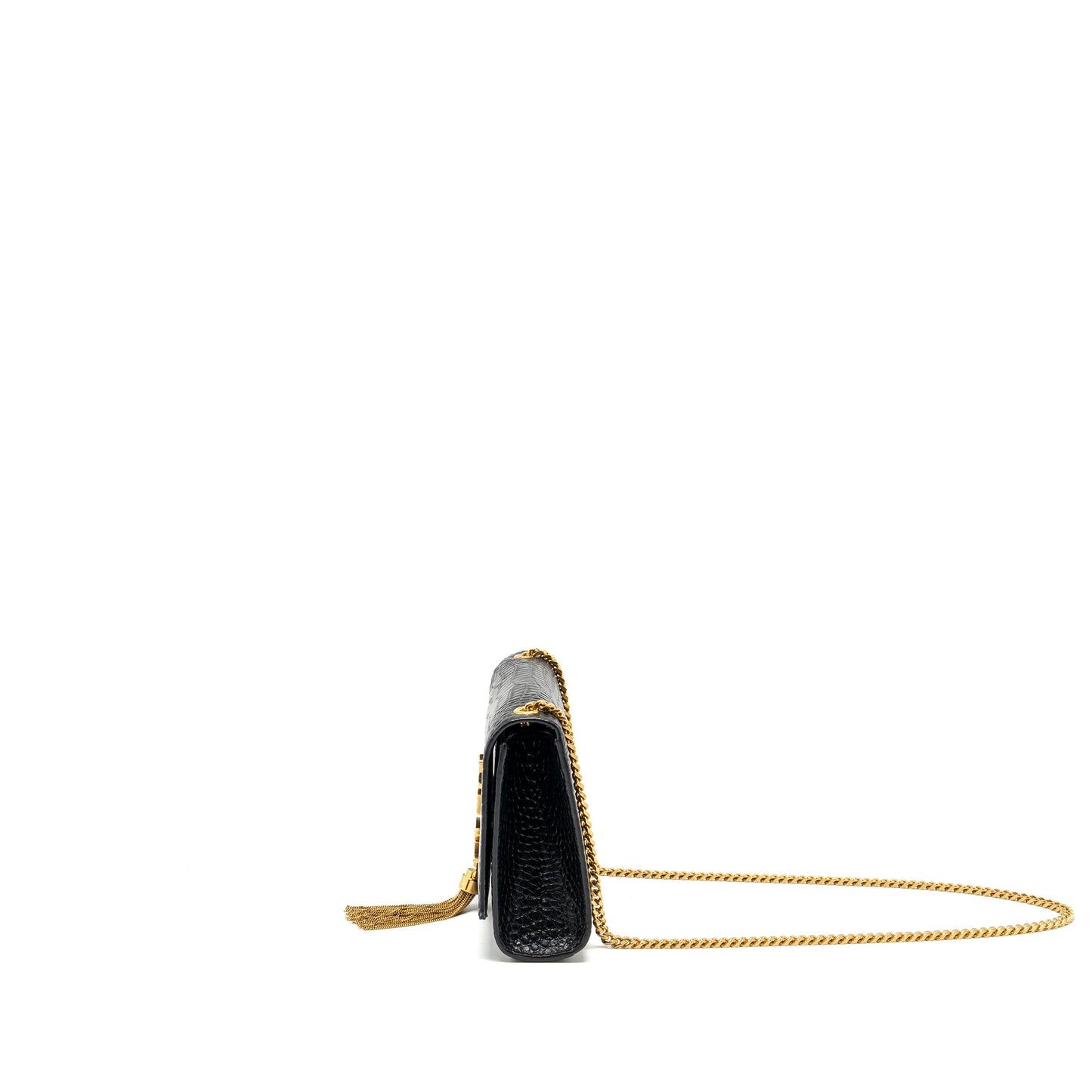 Saint Laurent Kate Purse Tassel Crocodile-Embossed black