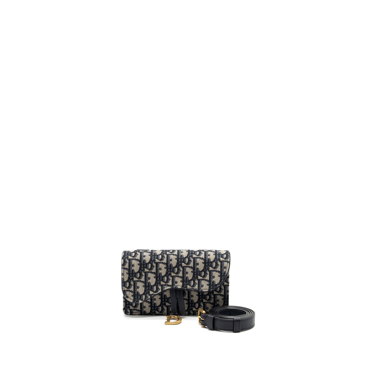 Dior Saddle Belt Purse Blue Oblique Jacquard Canvas