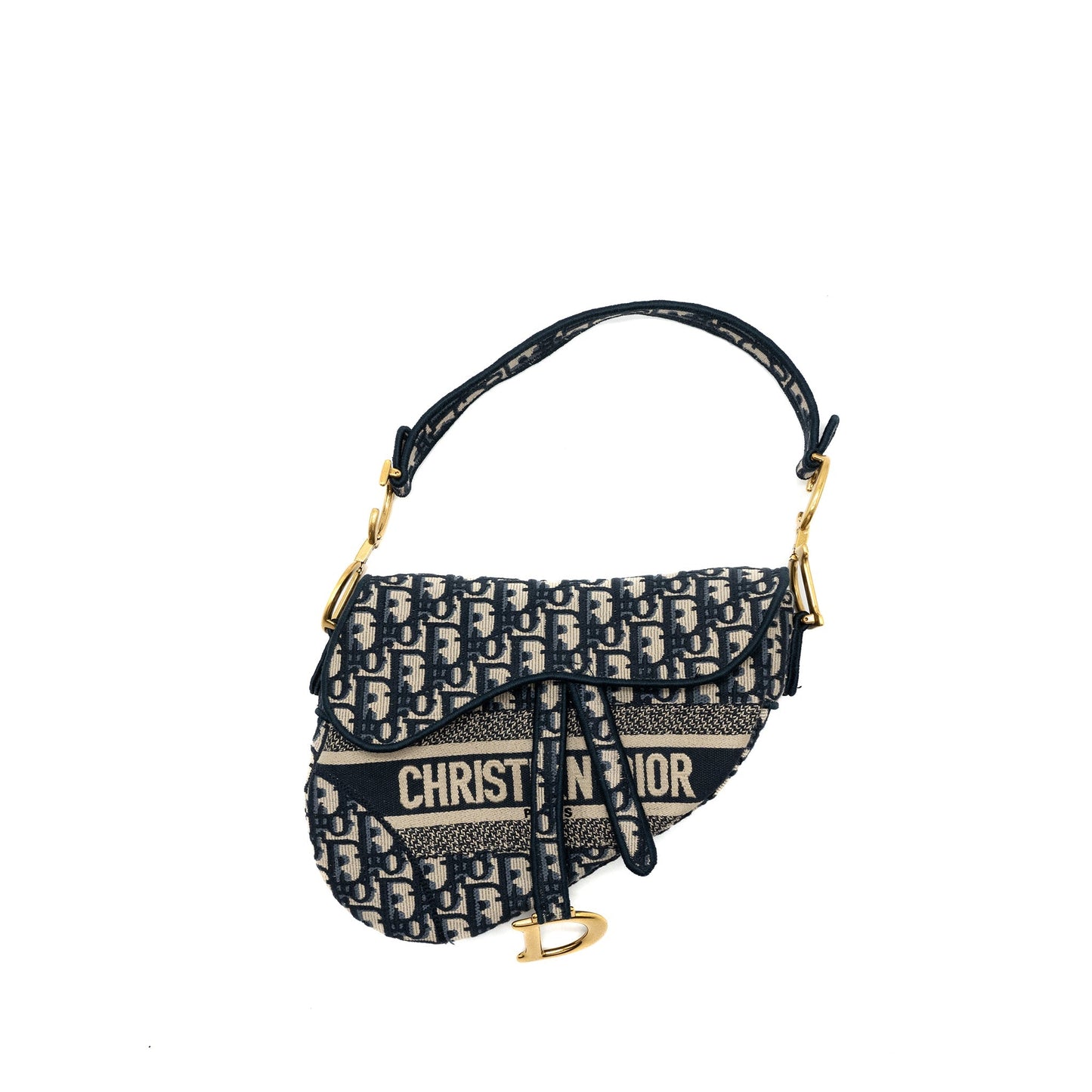 Dior Saddle Purse Blue Oblique Embroidery