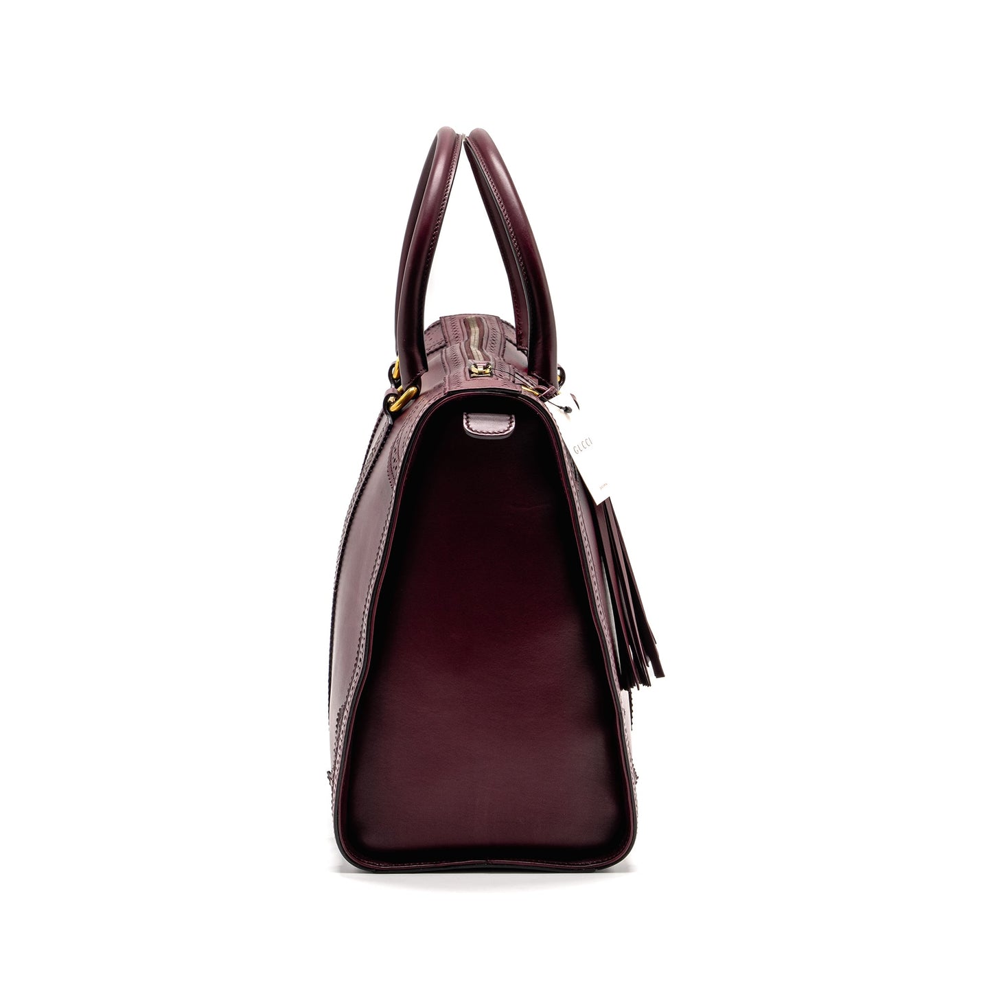 Gucci Vintage Duilio Brogue Boston Purse Calfskin Burgundy