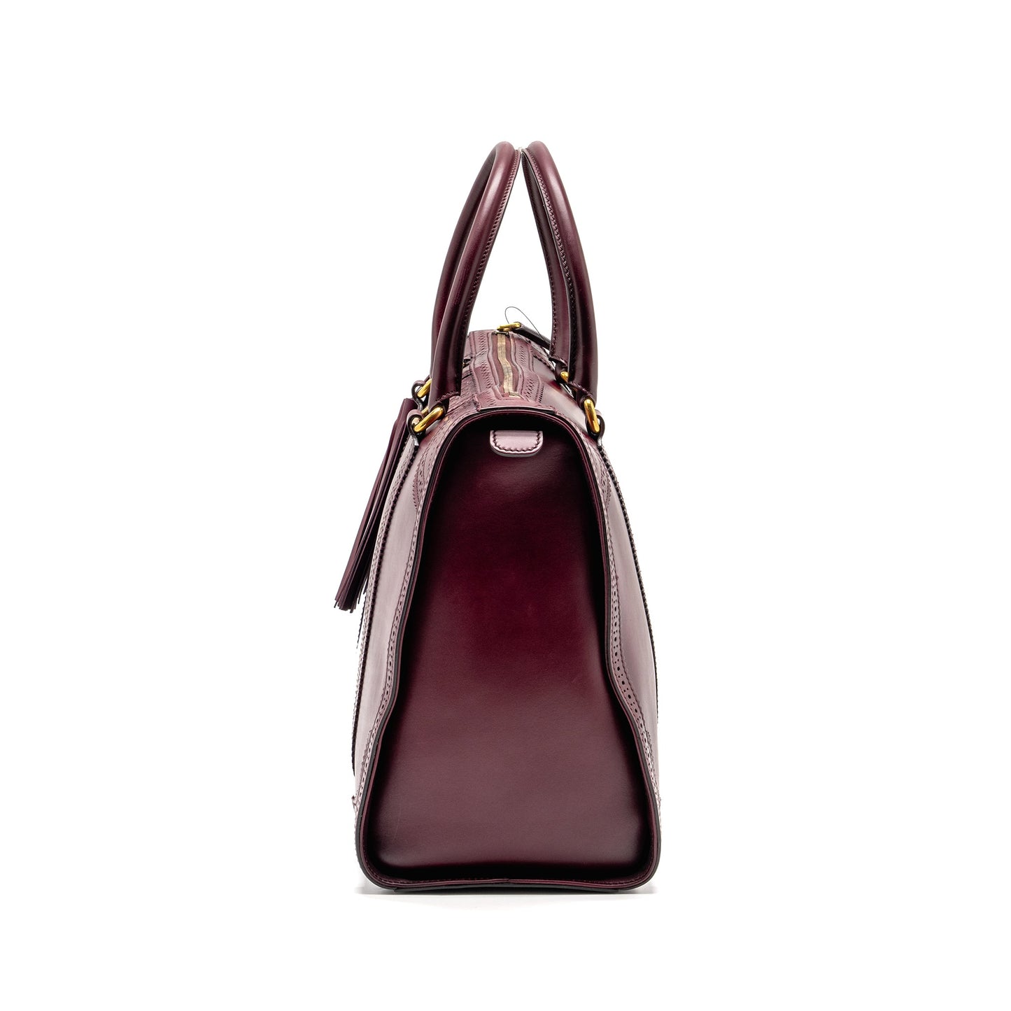 Gucci Vintage Duilio Brogue Boston Purse Calfskin Burgundy