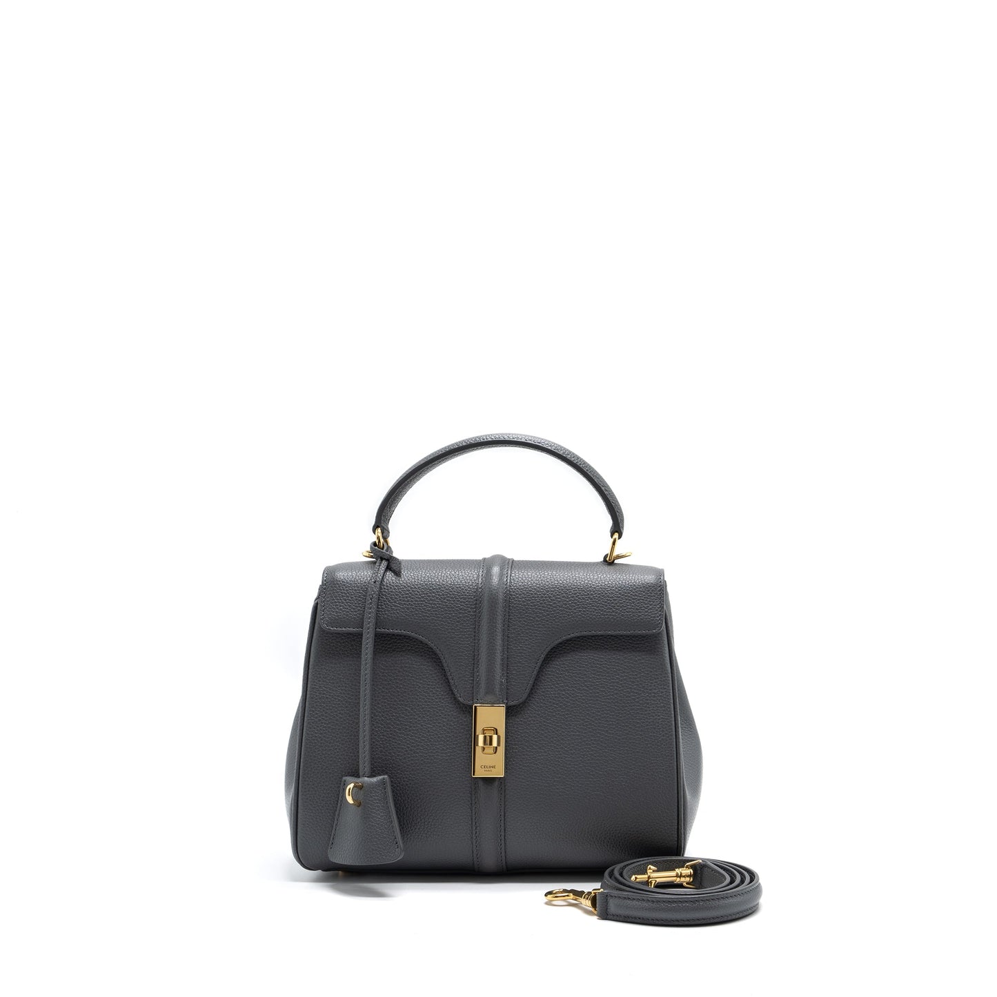 Celine Small 16 Purse Grained Calfskin Grey
