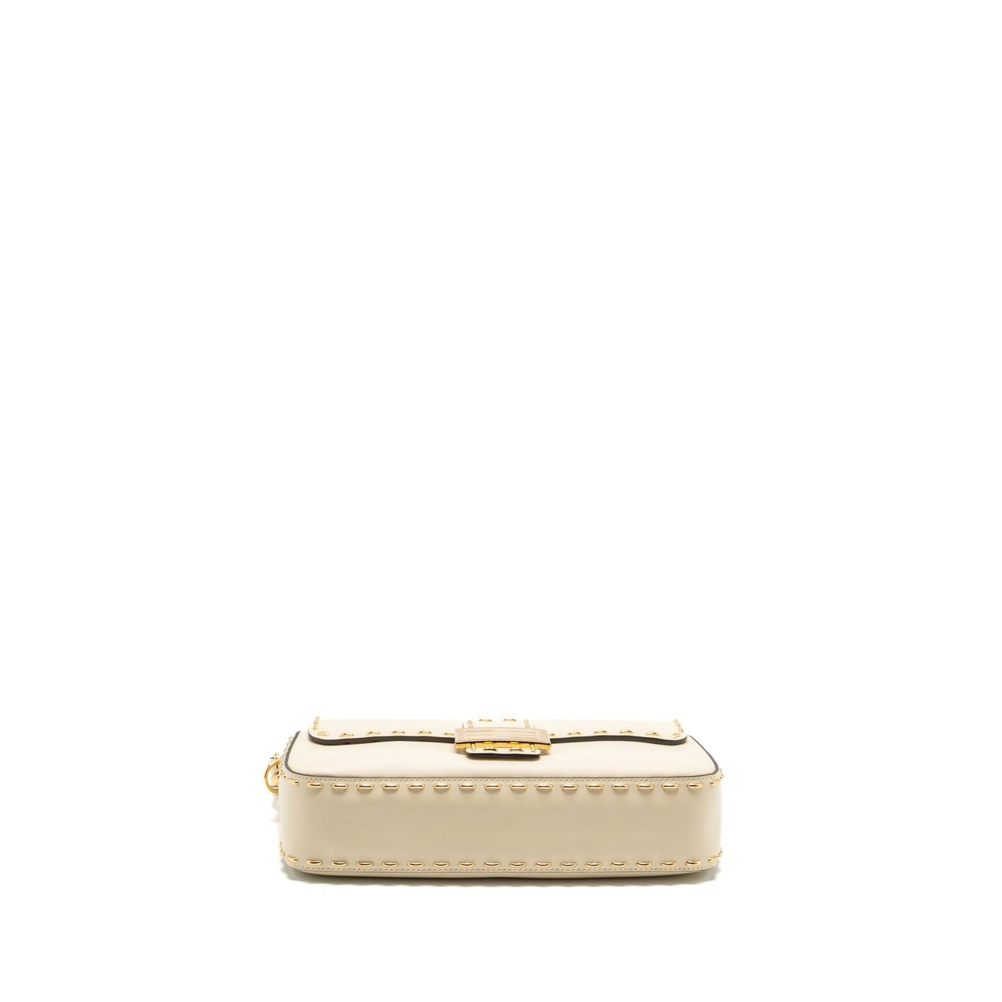 Fendi Vitello King Metal Stitch Baguette Lambskin White