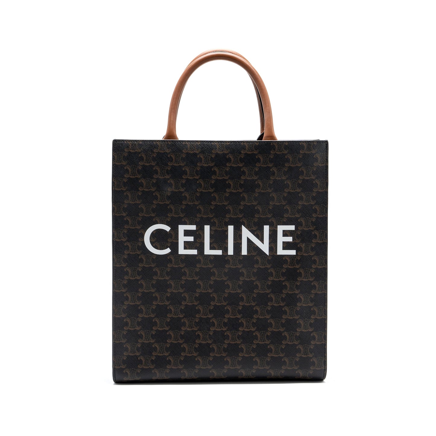 Celine small cabas vertical triomphe canvas / calfskin tan