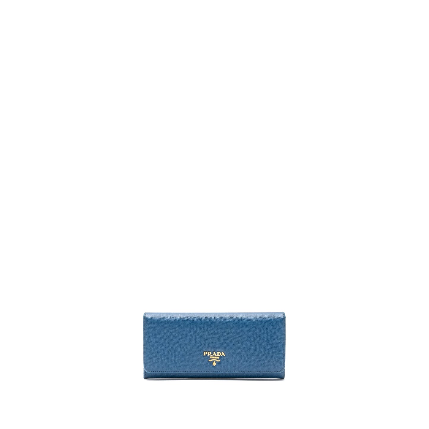 Prada Saffiano Long Wallet Calfskin Blue