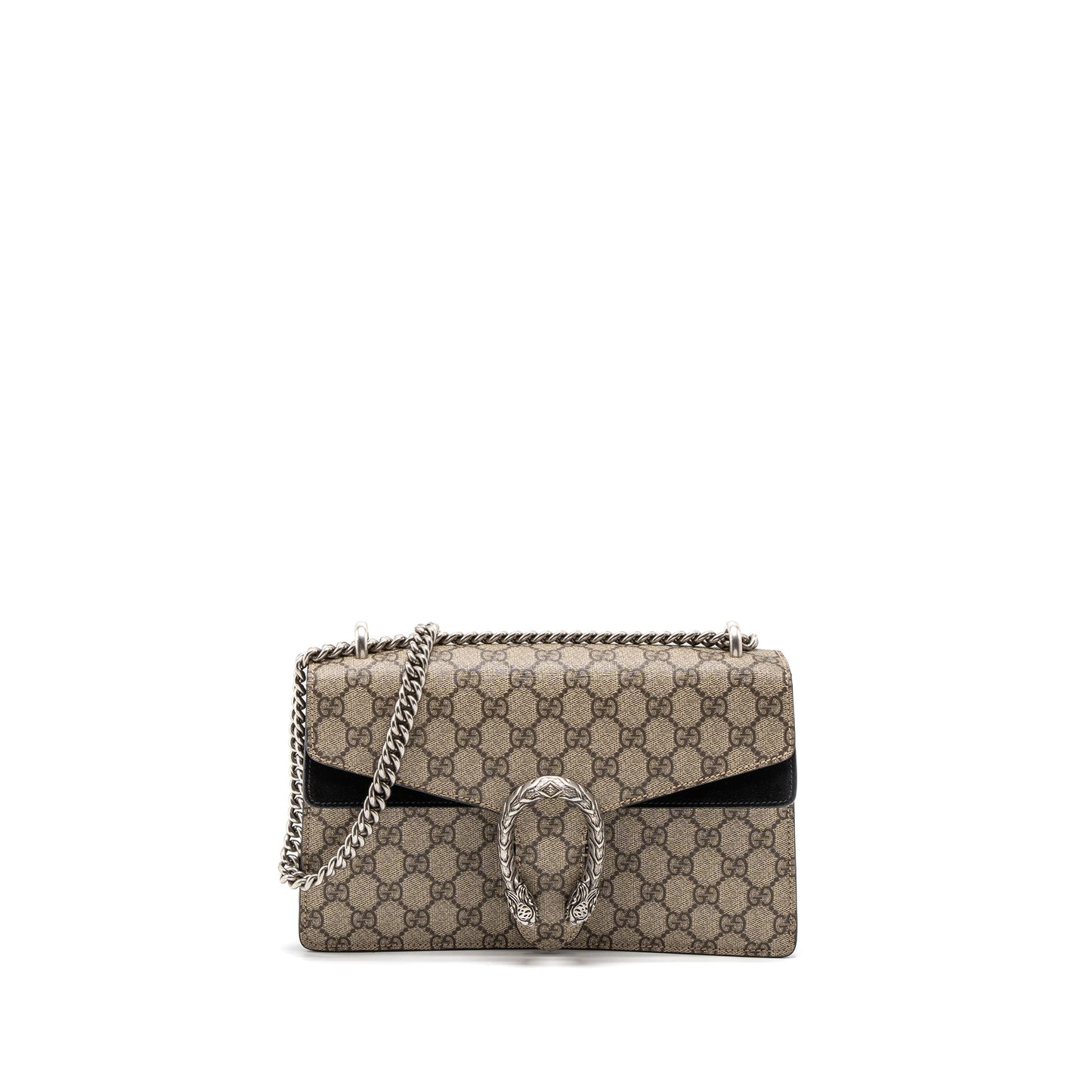 Gucci Dionysus Mini Purse Supreme Canvas Black/Brown Ruthenium Silver Hardware