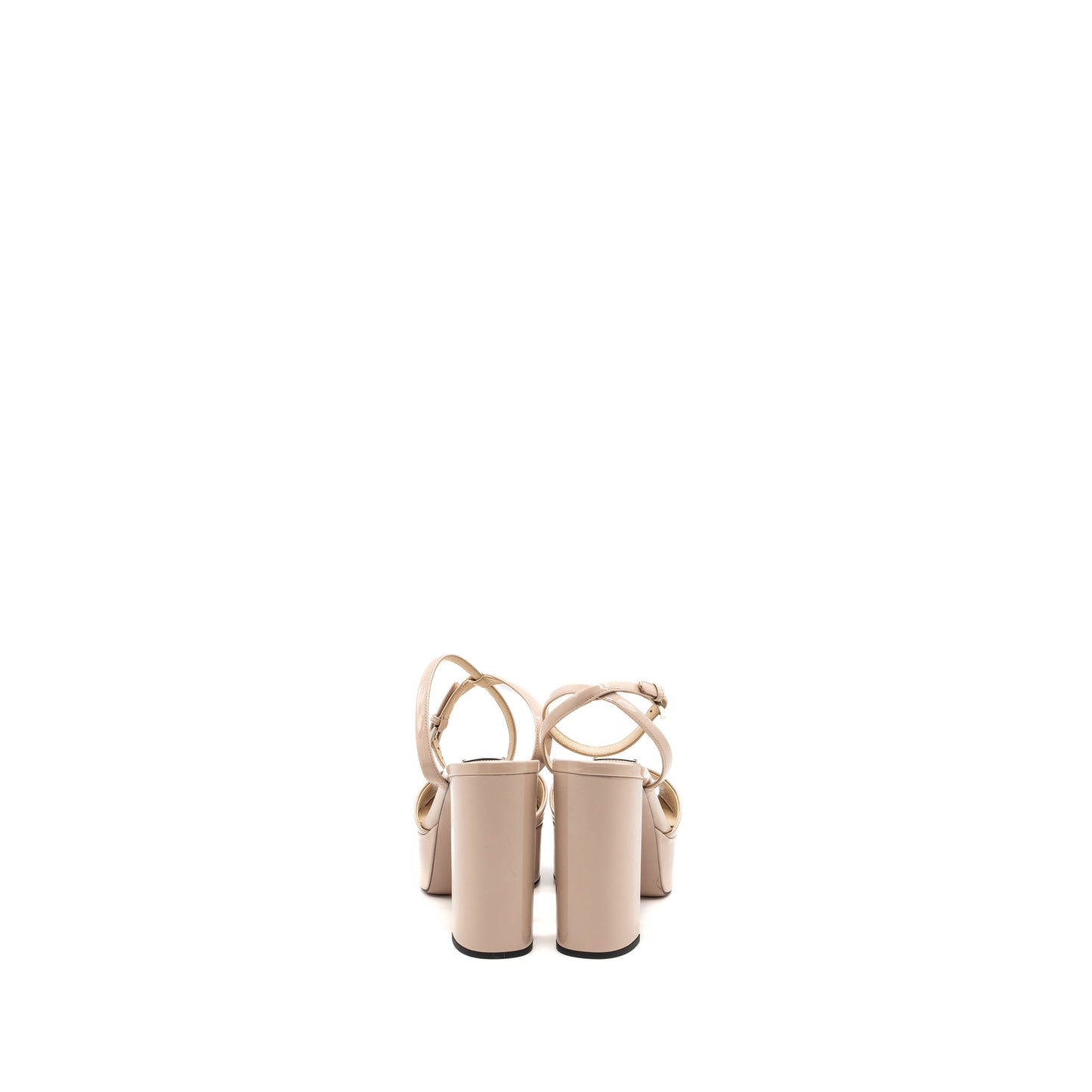 Prada Size 38.5 Heel Sandals Patent Leather Beige