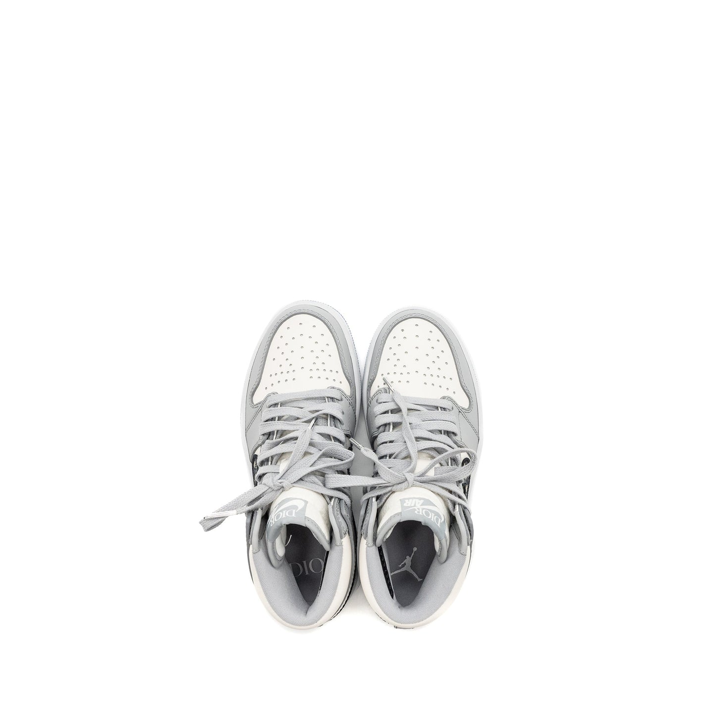 Dior x Air Jordan 1 Retro Size 3.5 High Sneakers Grey/White