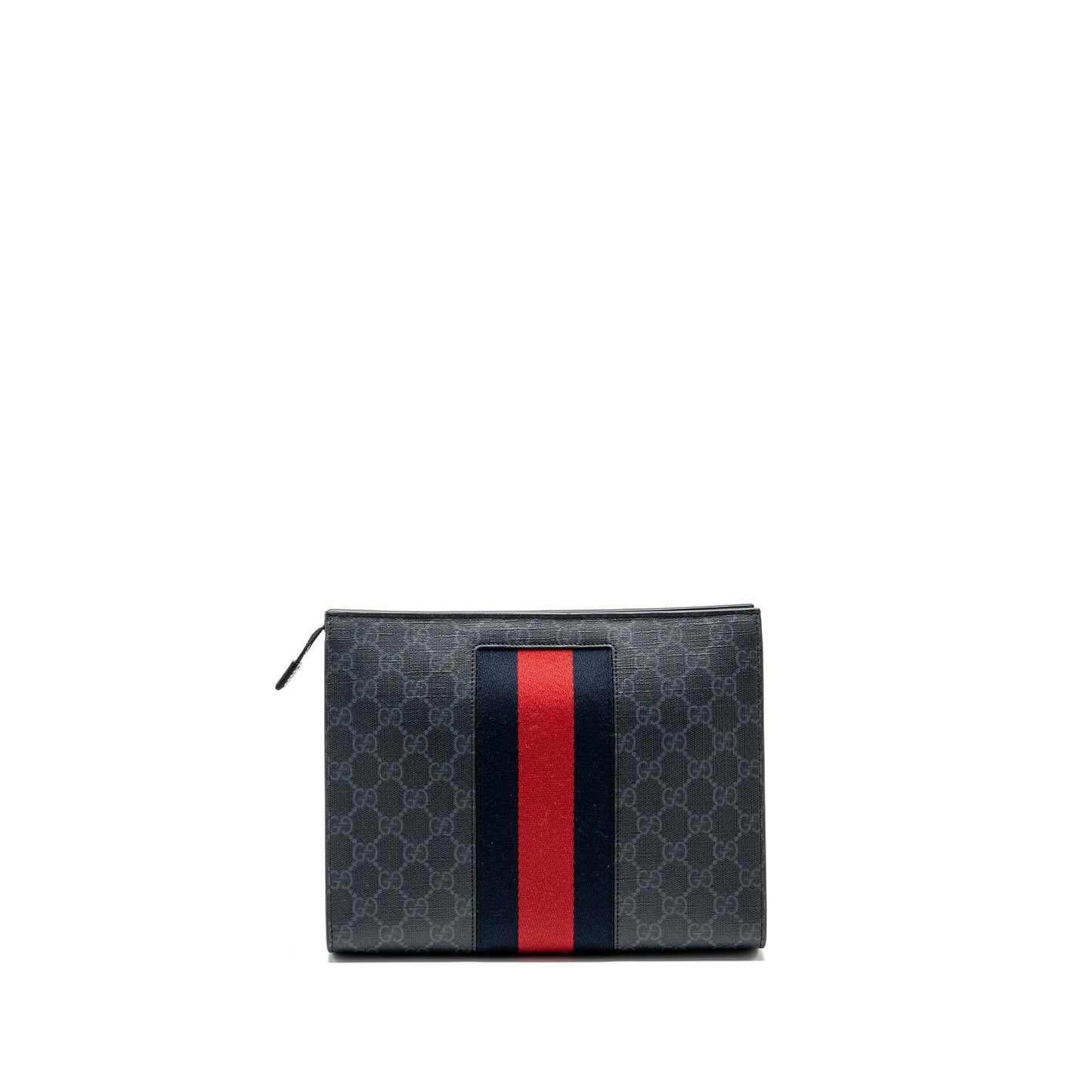 Gucci Supreme Canvas / Leather Zip Clutch Black/ Multicolour
