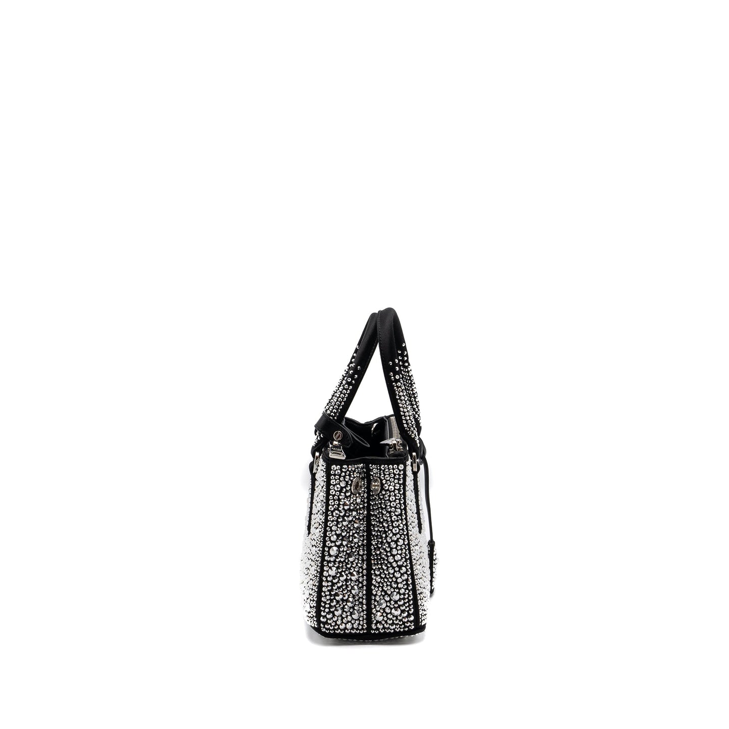 Prada Galleria Satin Mini Purse With Crystal Black