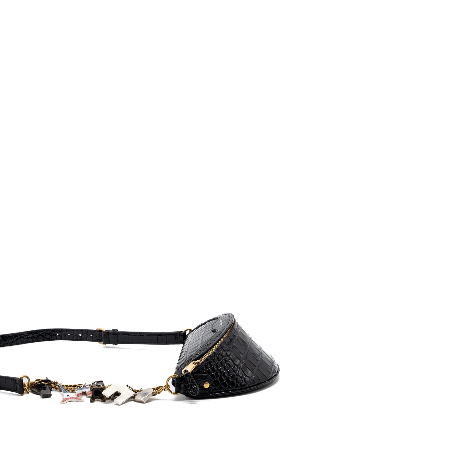 BALENCIAGA SOUVENIR Purse Crocodile-Embossed Calfskin Black