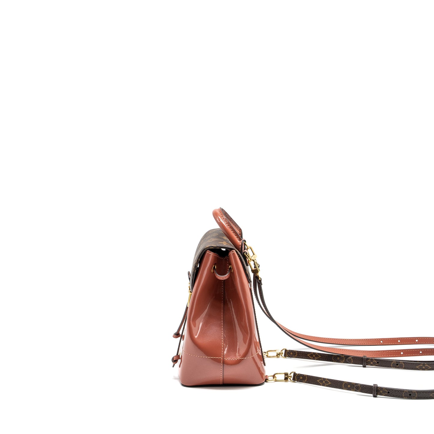 Louis Vuitton hot springs backpack patent / monogram canvas pink