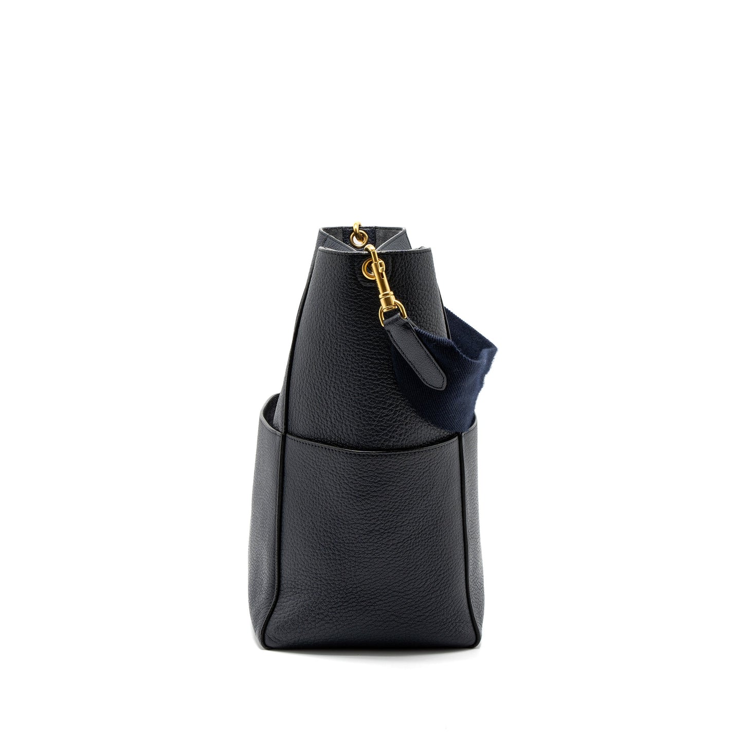 Celine Sangle Bucket Purse Calfskin Navy