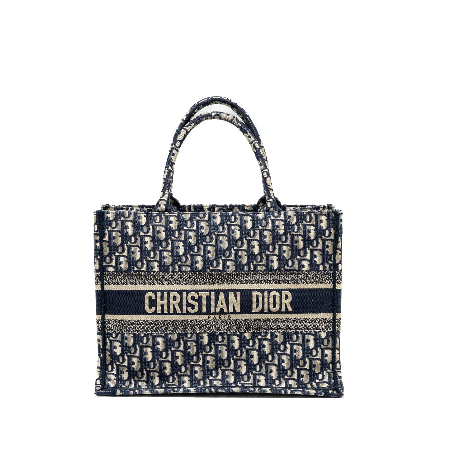 Medium Book Tote Blue Dior Oblique Embroidery