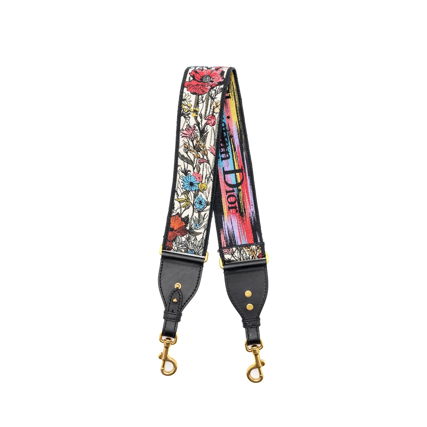 Adjustable Shoulder Strap Flora Embroidery Canvas/Calfskin Multicolour