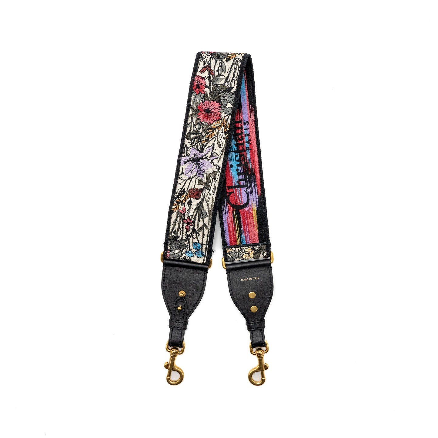 Adjustable Shoulder Strap Flora Embroidery Canvas/Calfskin Multicolour