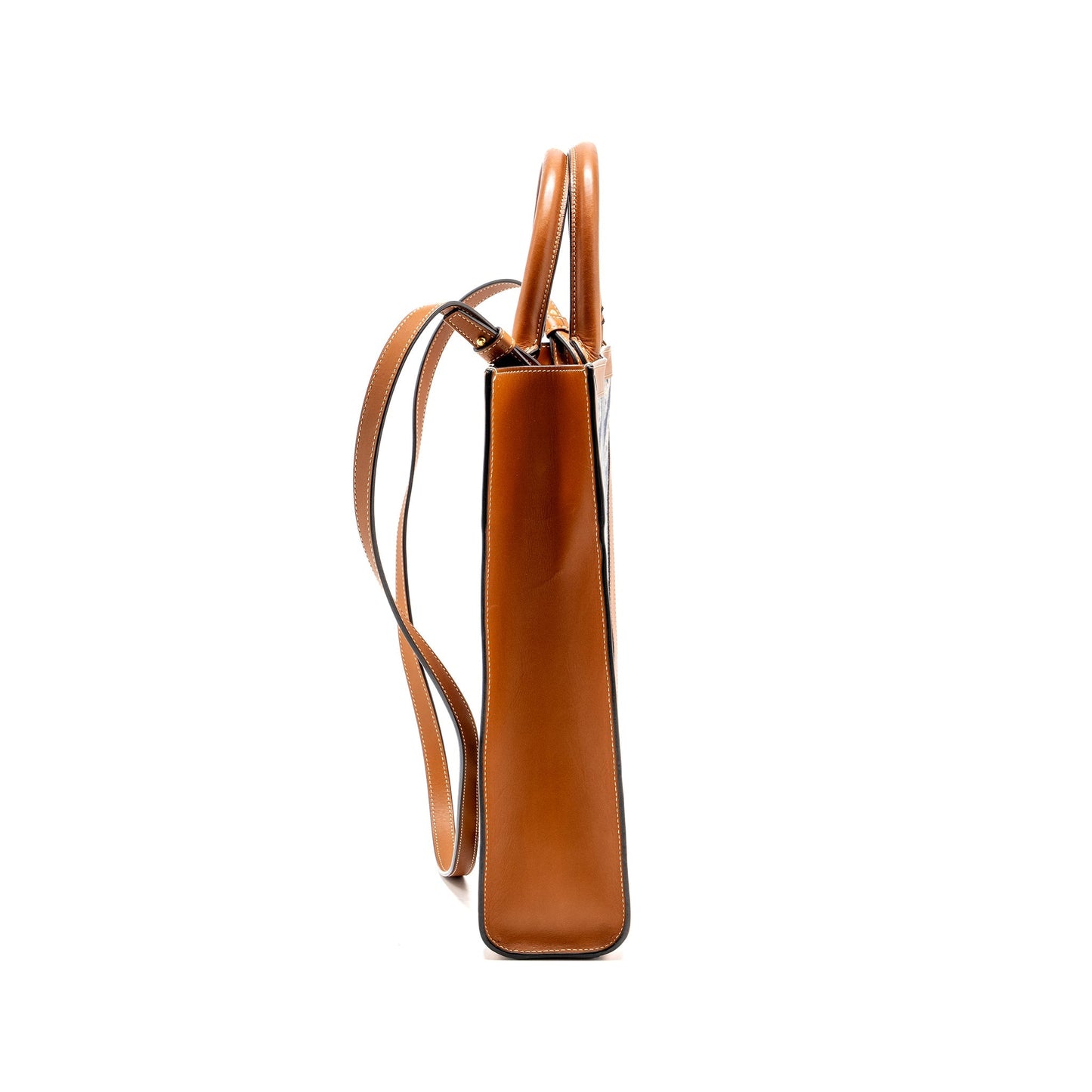 Luxury CELINE Vertical Cabas Tote in Triomphe Denim /Leather Navy/Tan