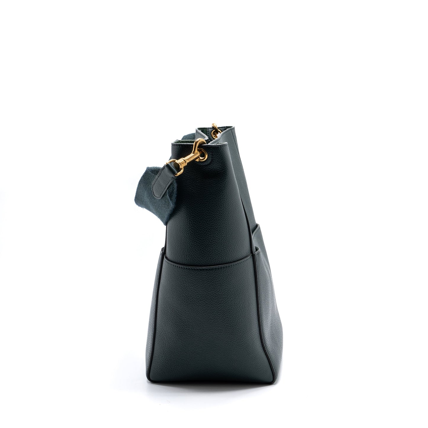 Celine Sangle bucket Purse calfskin dark green