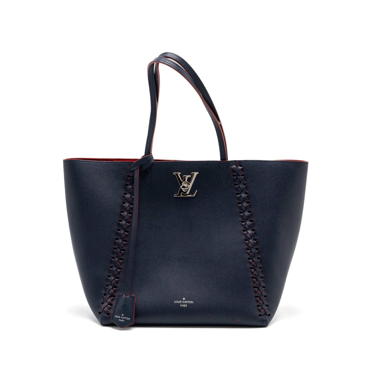 Louis Vuitton Lock Me Tote Purse Calfskin Navy