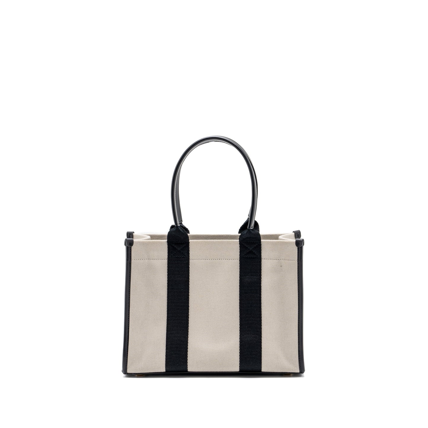 BALENCIAGA Small Tote Purse Canvas/ Leather Black/White