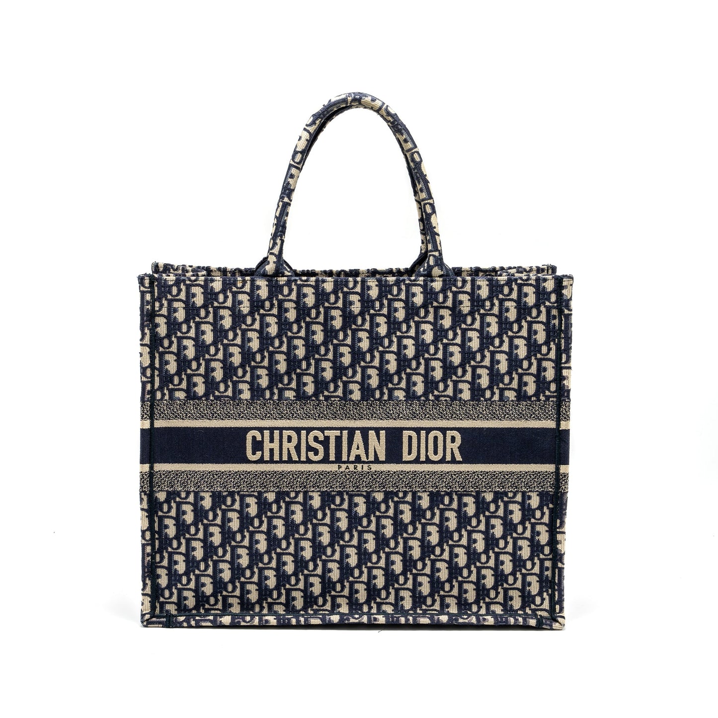 DIor Large Book Tote Blue Dior Oblique Embroidery
