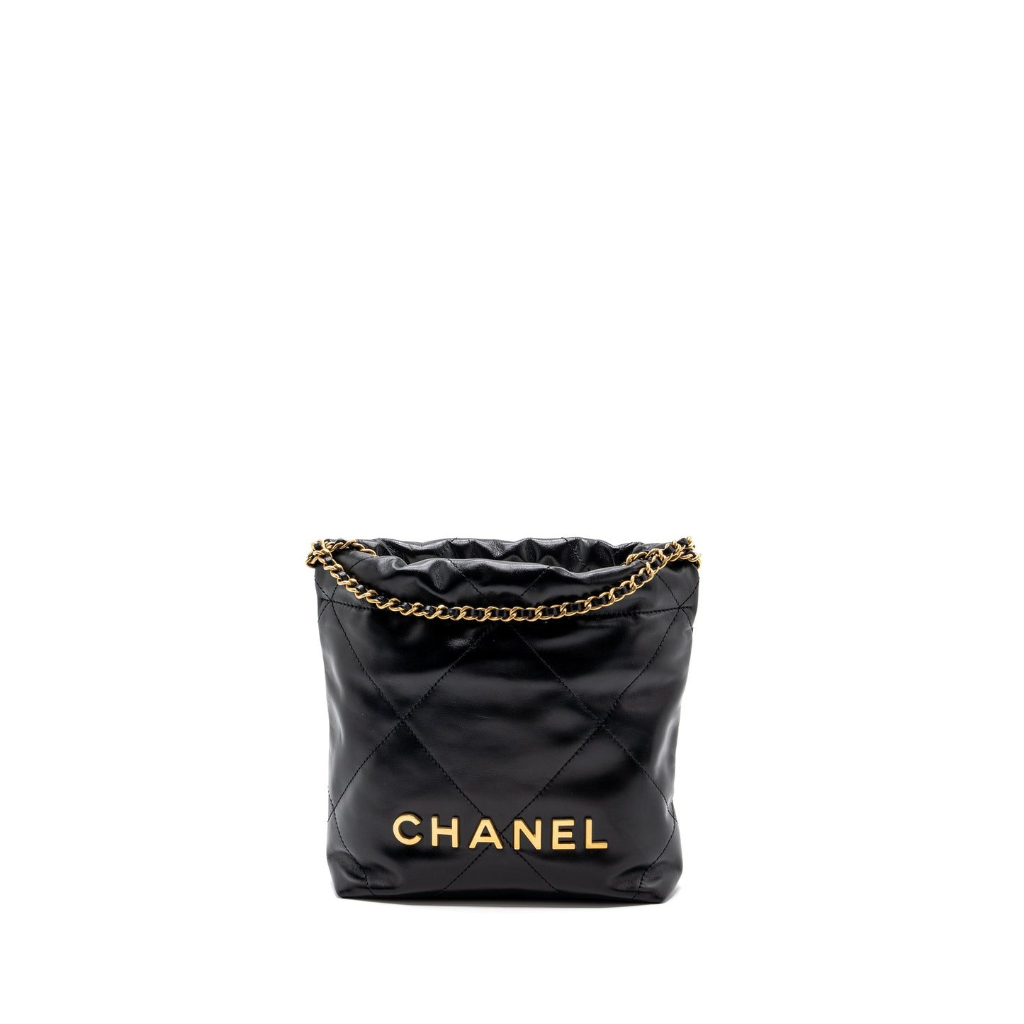 Chanel mini 22 bag shiny calfskin black GHW (microchip)