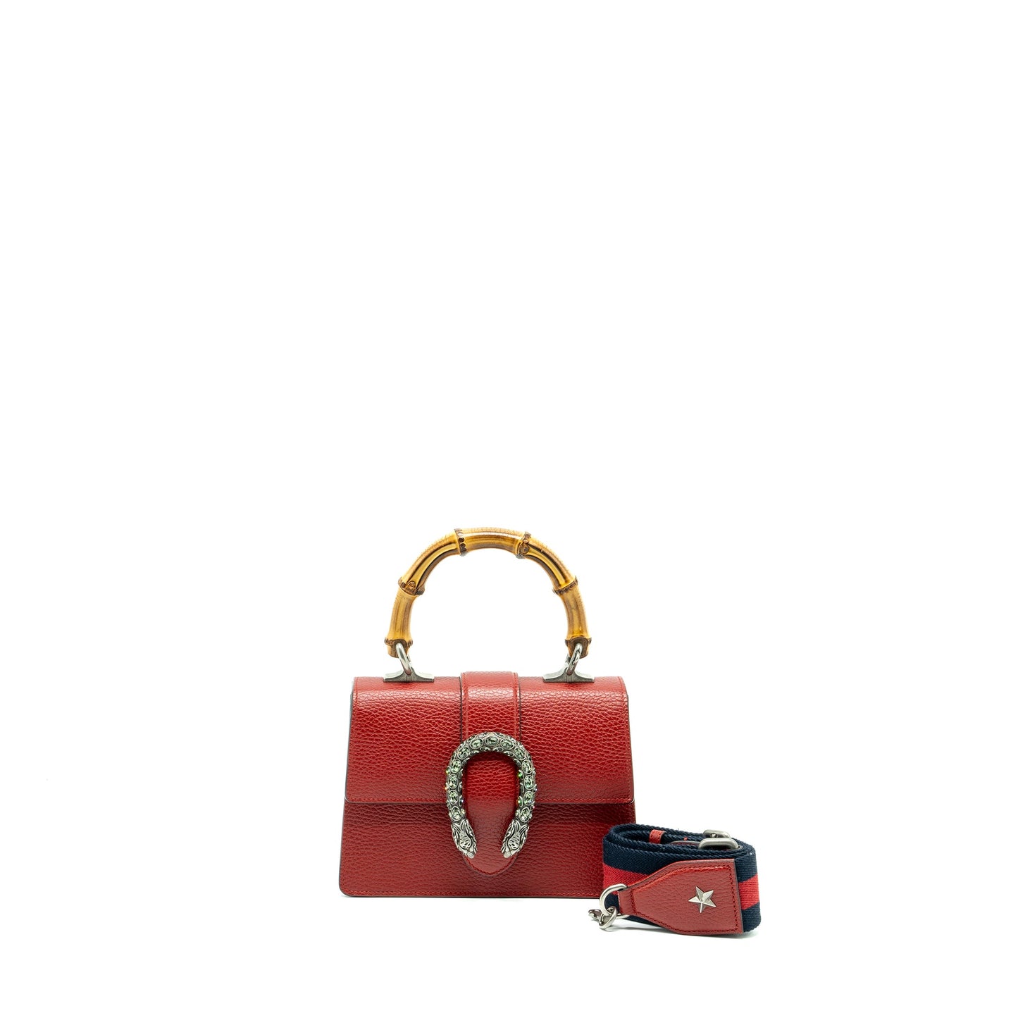 Gucci Dionysus Small Bamboo Handle Purse Calfskin Red
