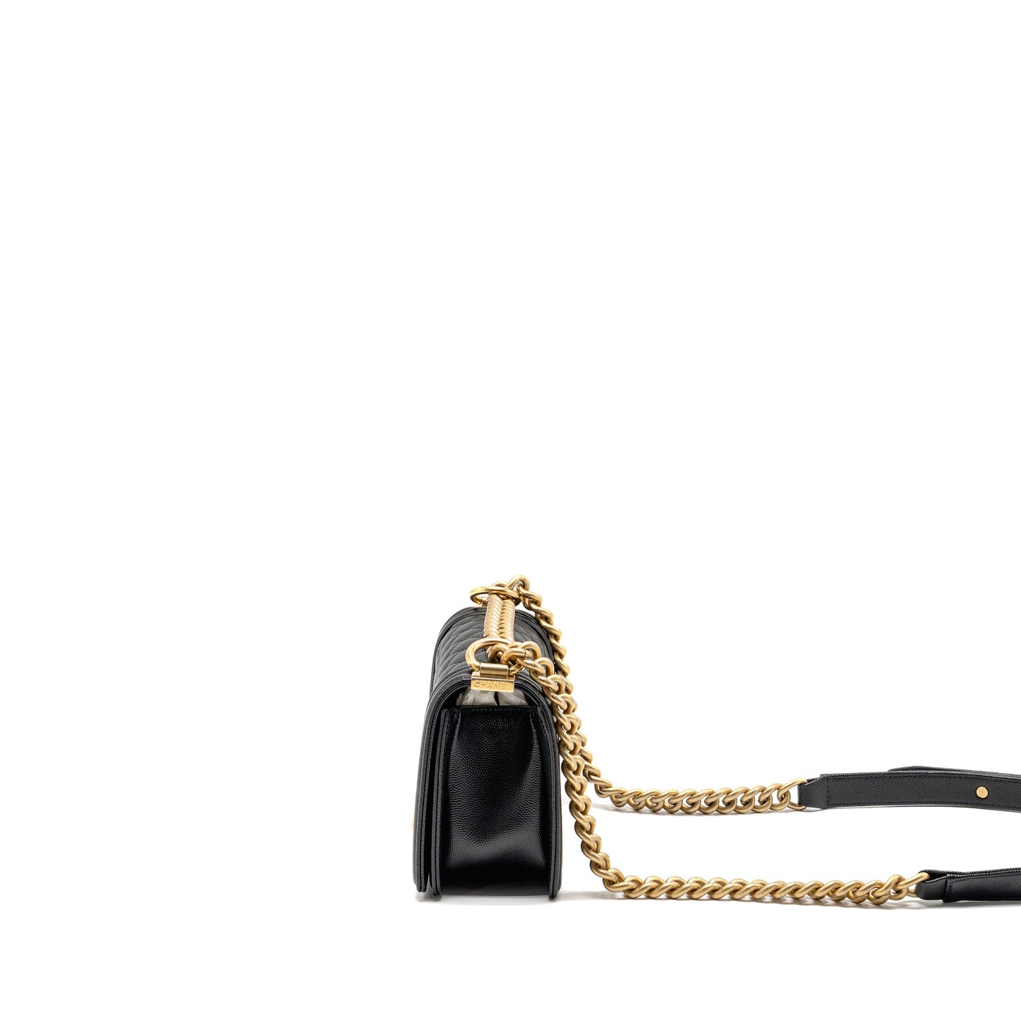 Chanel Small Boy Bag Caviar Black GHW (Microchip)