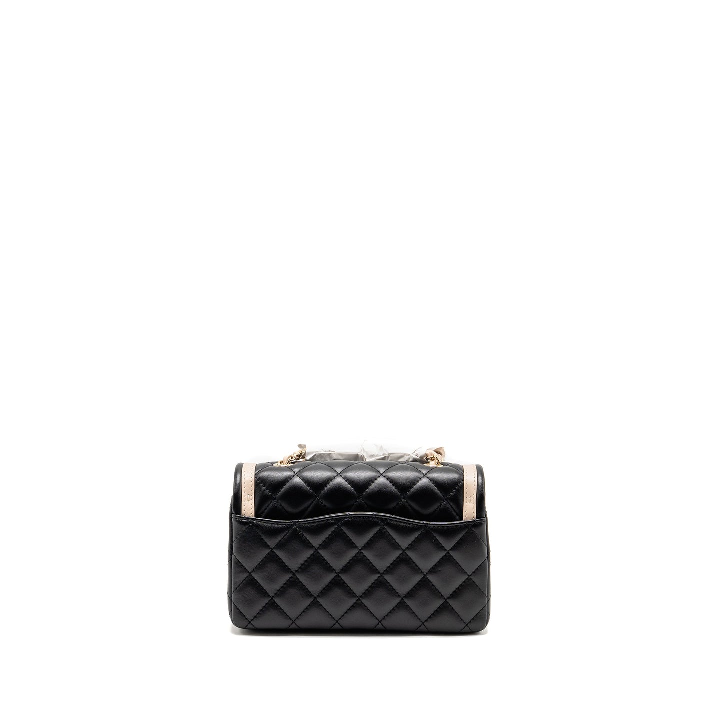 Chanel 23B Quilted Mini Rectangular Flap Bag Lambskin Black/Beige LGHW (Microchip)