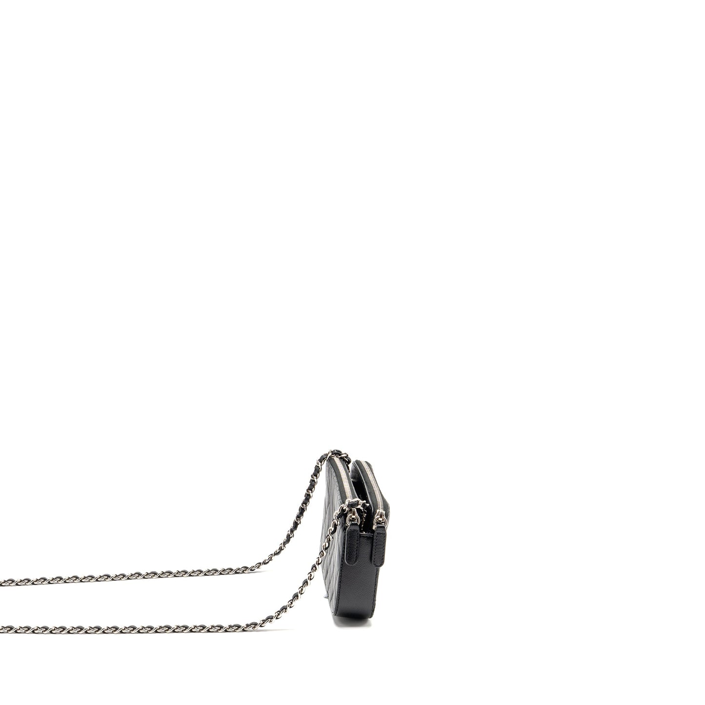 Chanel Double Zip Clutch with Chain Caviar Black SHW