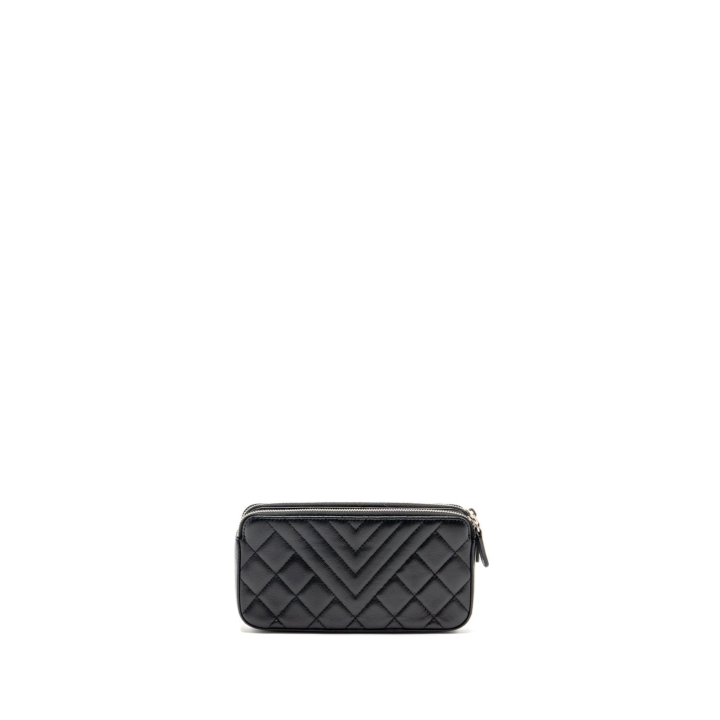 Chanel Double Zip Clutch with Chain Caviar Black SHW