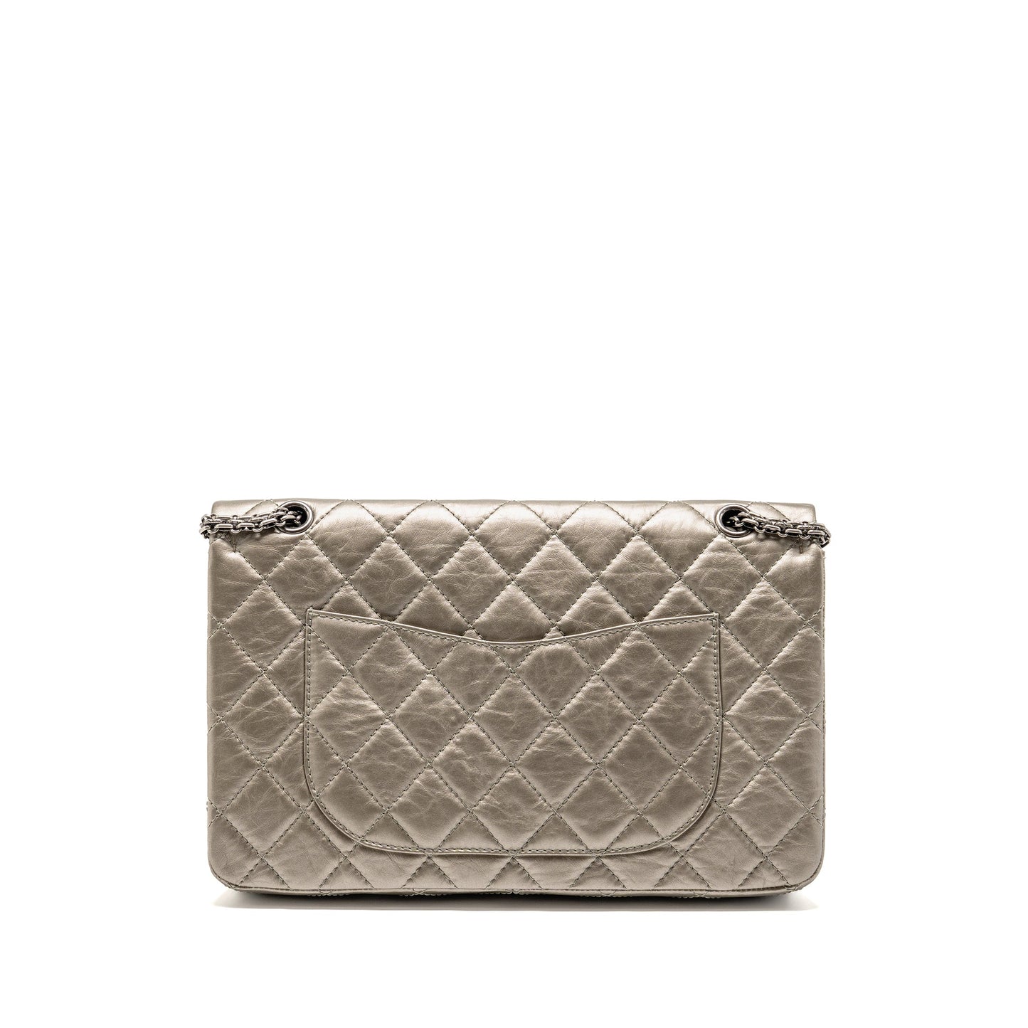 Chanel Maxi 2.55 Reissue Flap Bag Aged Calfskin IridescentÂ Light Grey Ruthenium Hardware