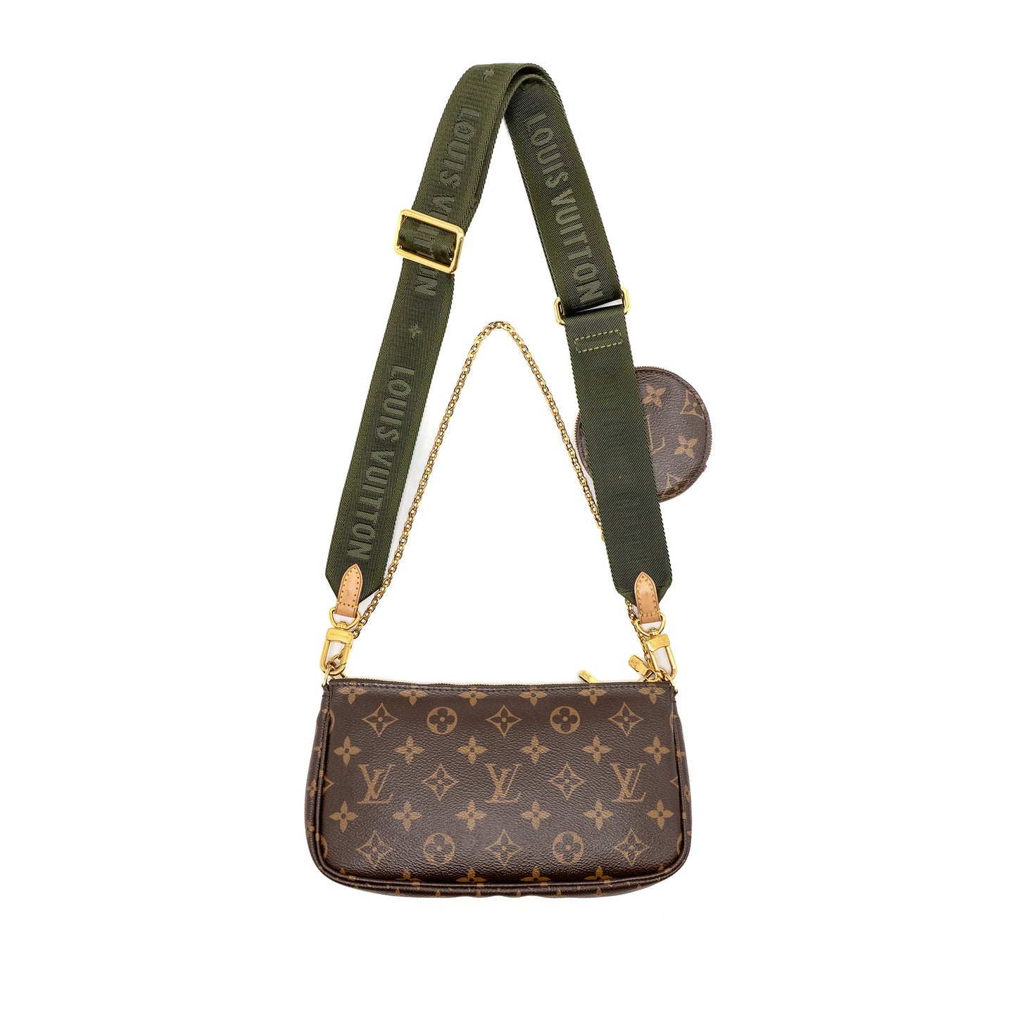 Louis Vuitton Multi Pochette accessories monogram canvas khaki strap