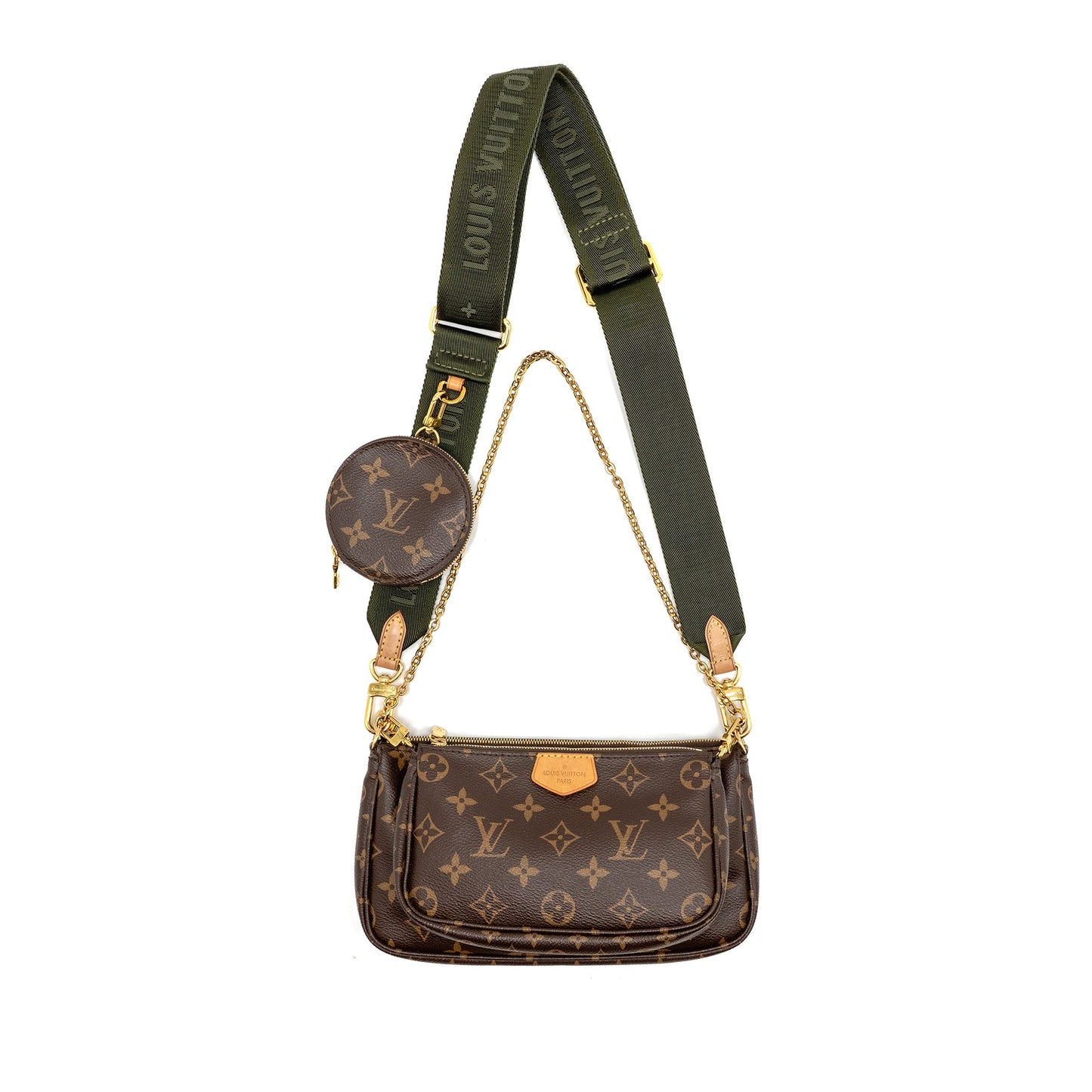 Louis Vuitton Multi Pochette accessories monogram canvas khaki strap