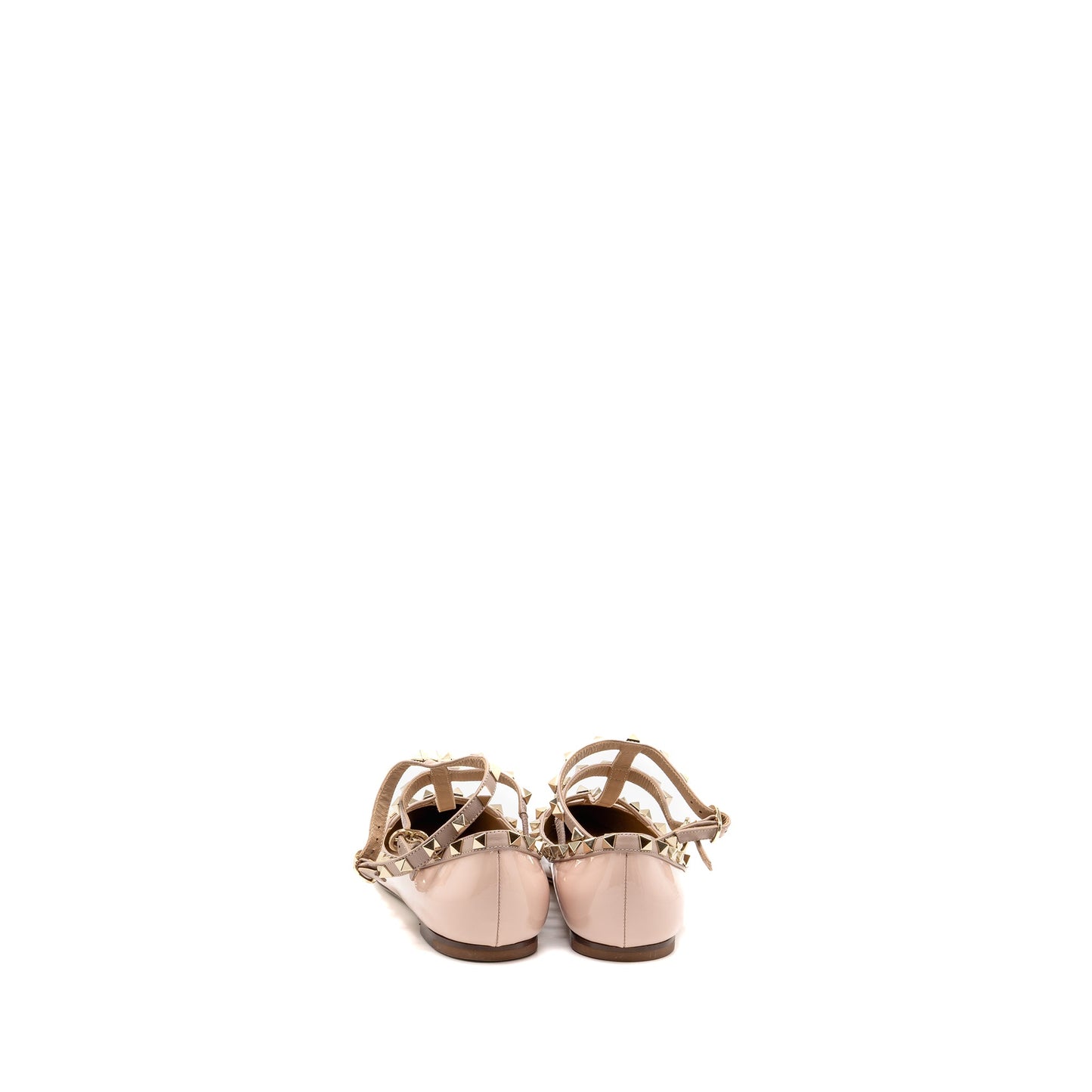 Valentino Size 38.5 Rockstud Caged Ballerina Flat Patent/Napa Leather Rose Quartz