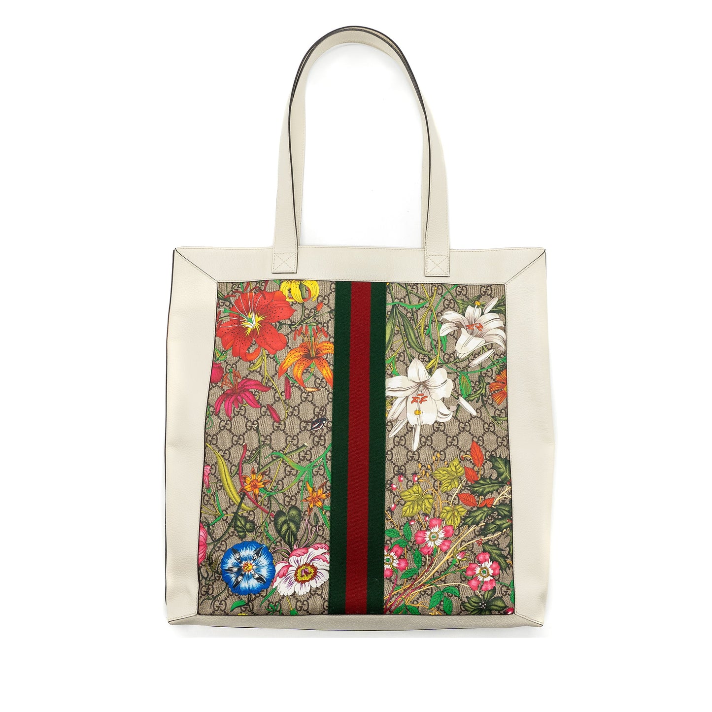 GUCCI OPHIDIA LEATHER TRIMMED Flora PRINTED COATED CANVAS Mulitcolour