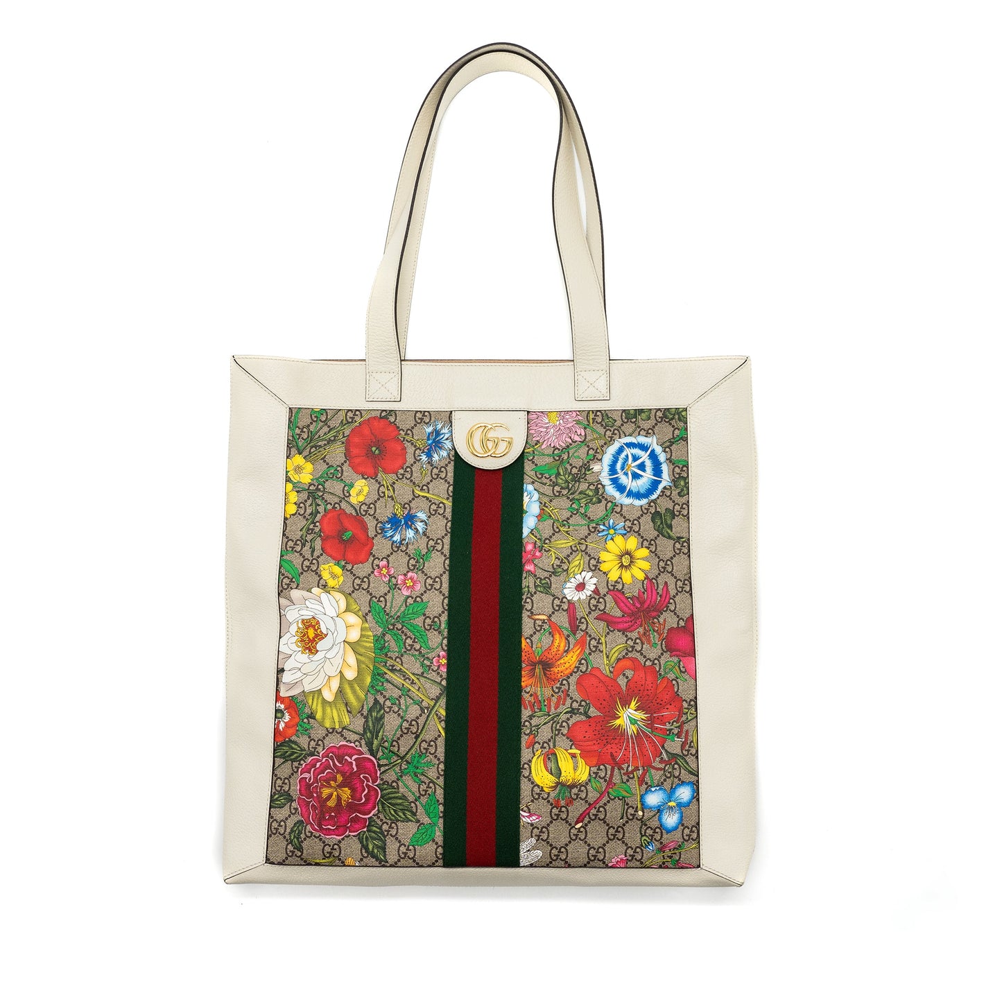 GUCCI OPHIDIA LEATHER TRIMMED Flora PRINTED COATED CANVAS Mulitcolour